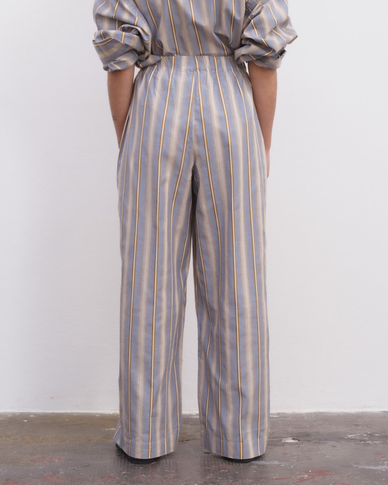 Claude Pants - Organic Cotton Poplin - Grid Stripe