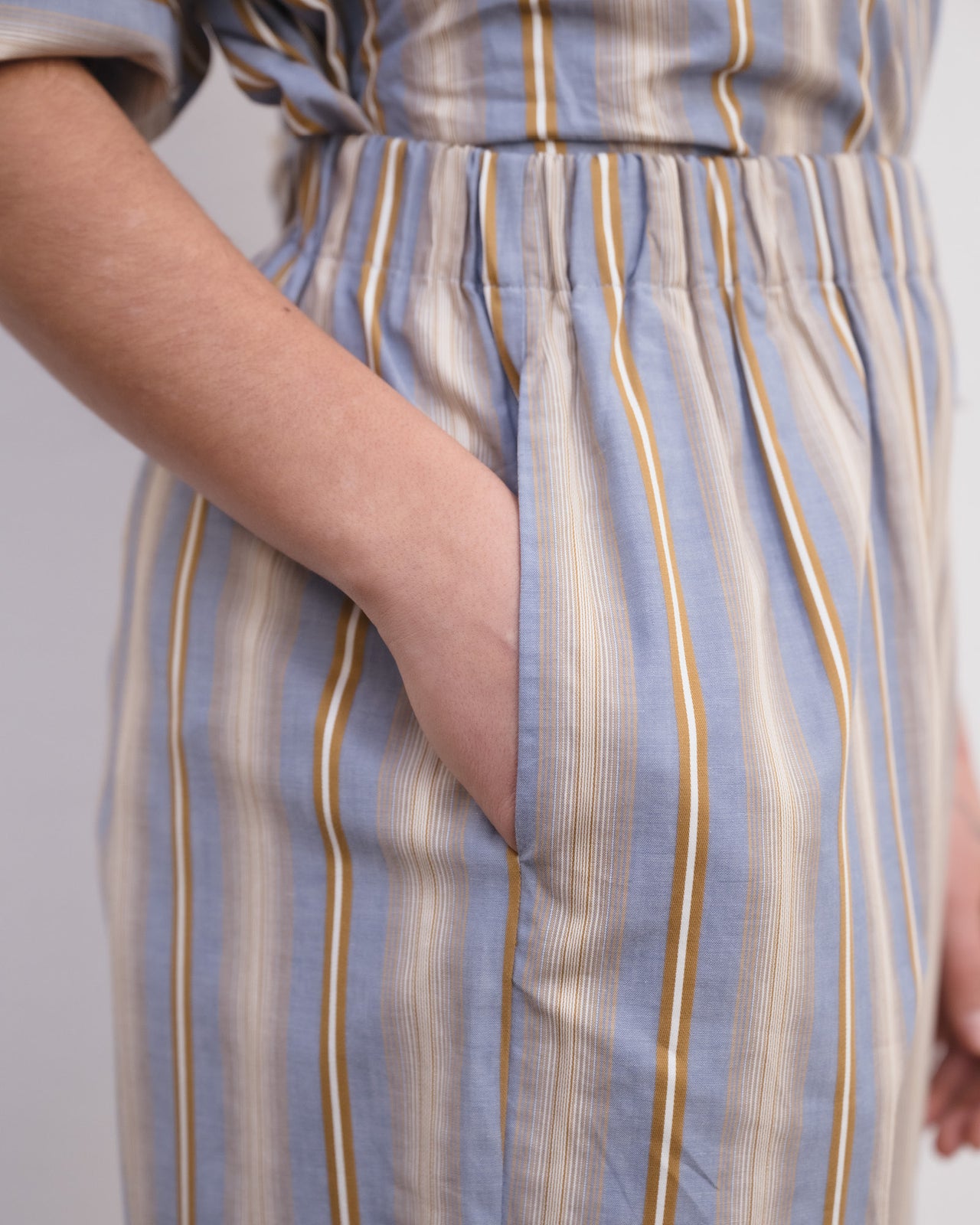 Claude Pants - Organic Cotton Poplin - Grid Stripe