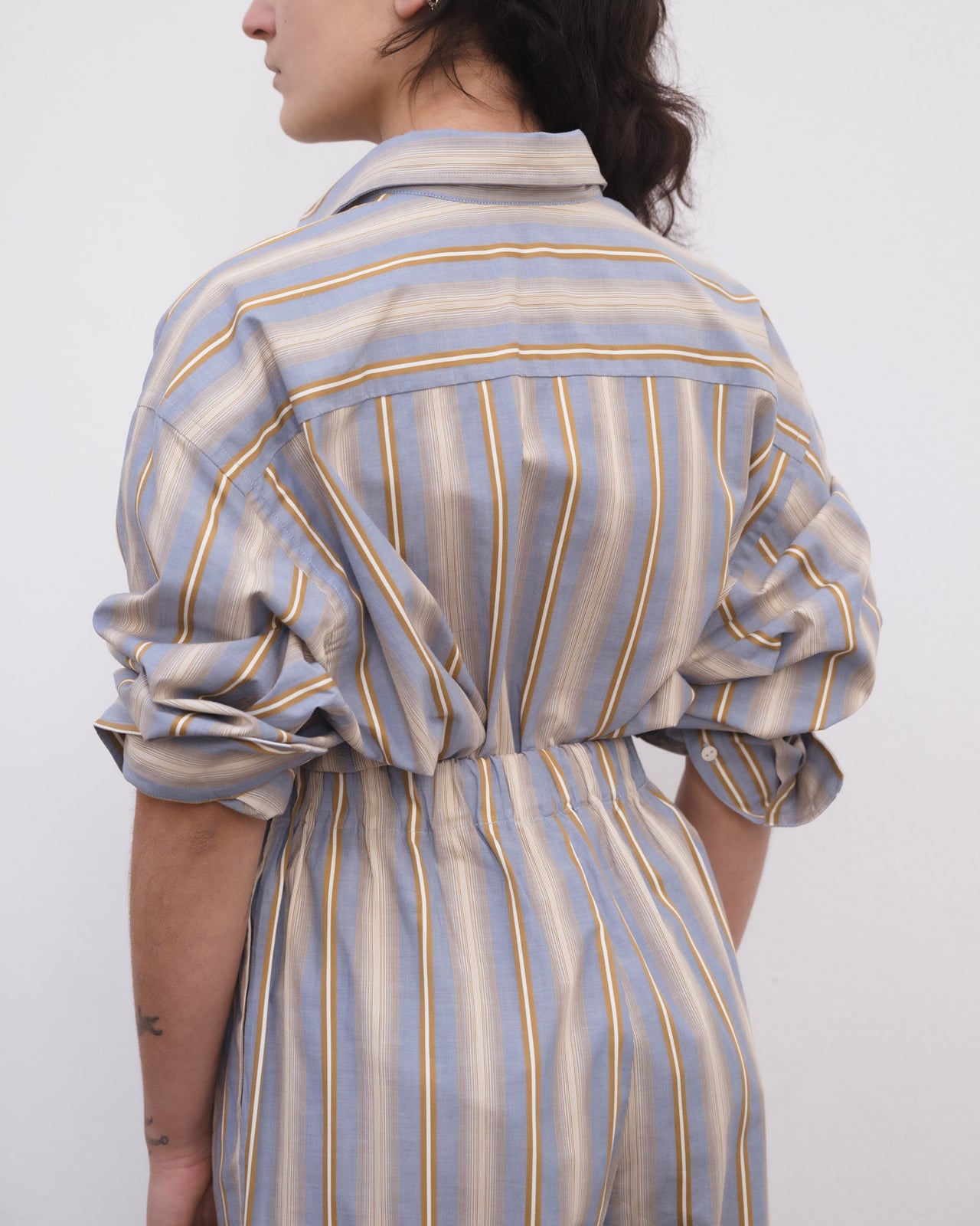 Claude Pants - Organic Cotton Poplin - Grid Stripe