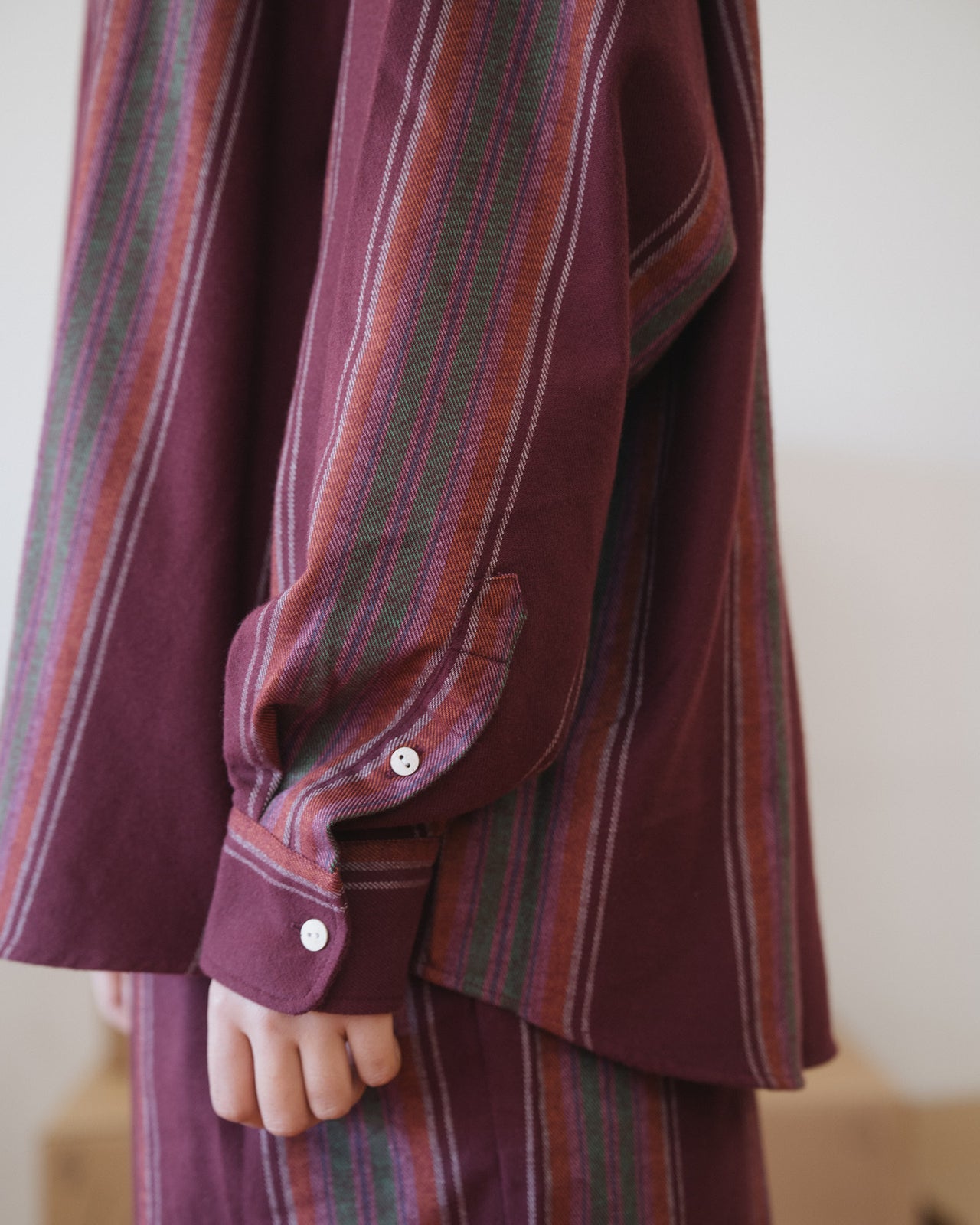 Claude Shirt - Organic Cotton Flannel - Maroon Stripe