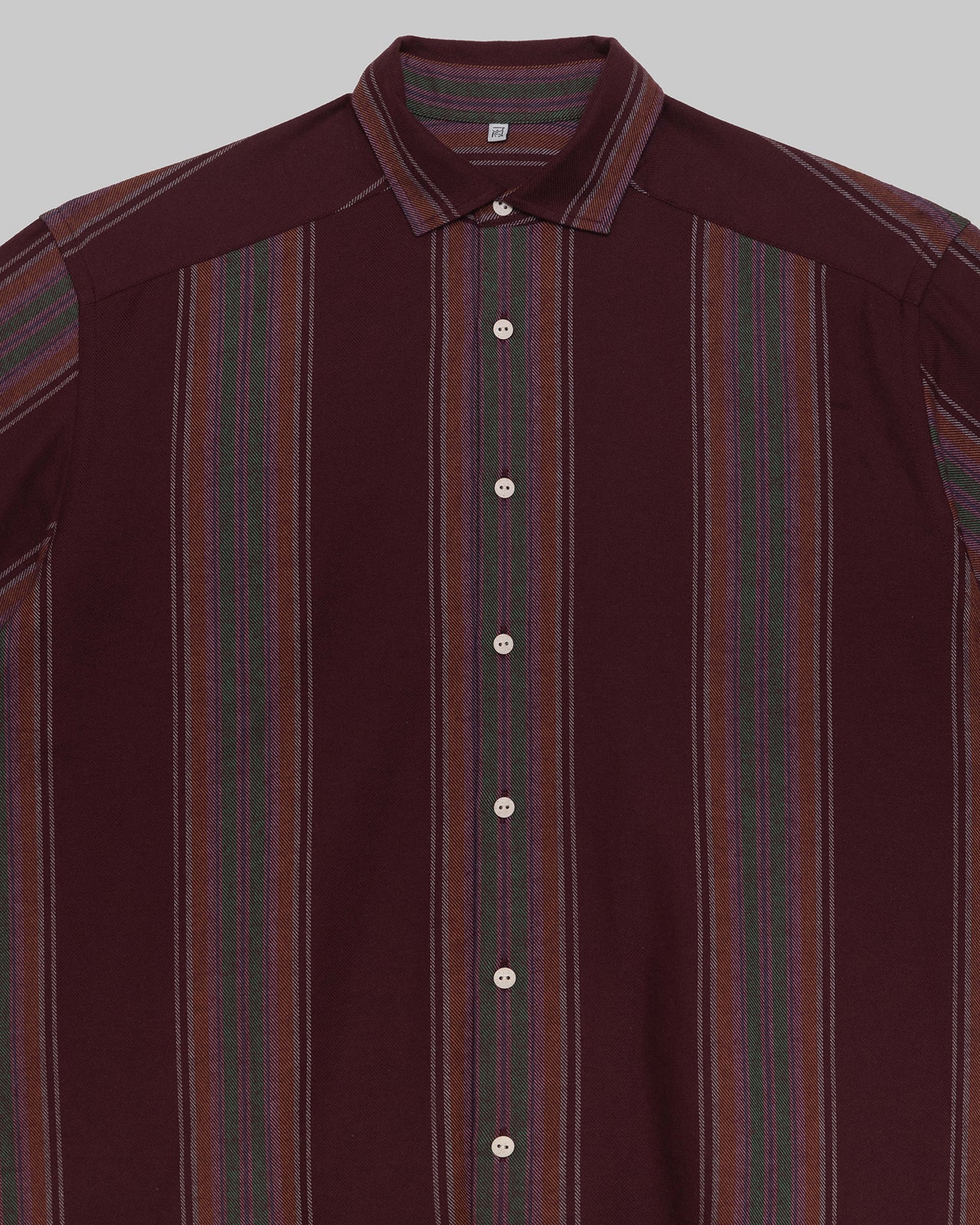 Claude Shirt - Organic Cotton Flannel - Maroon Stripe