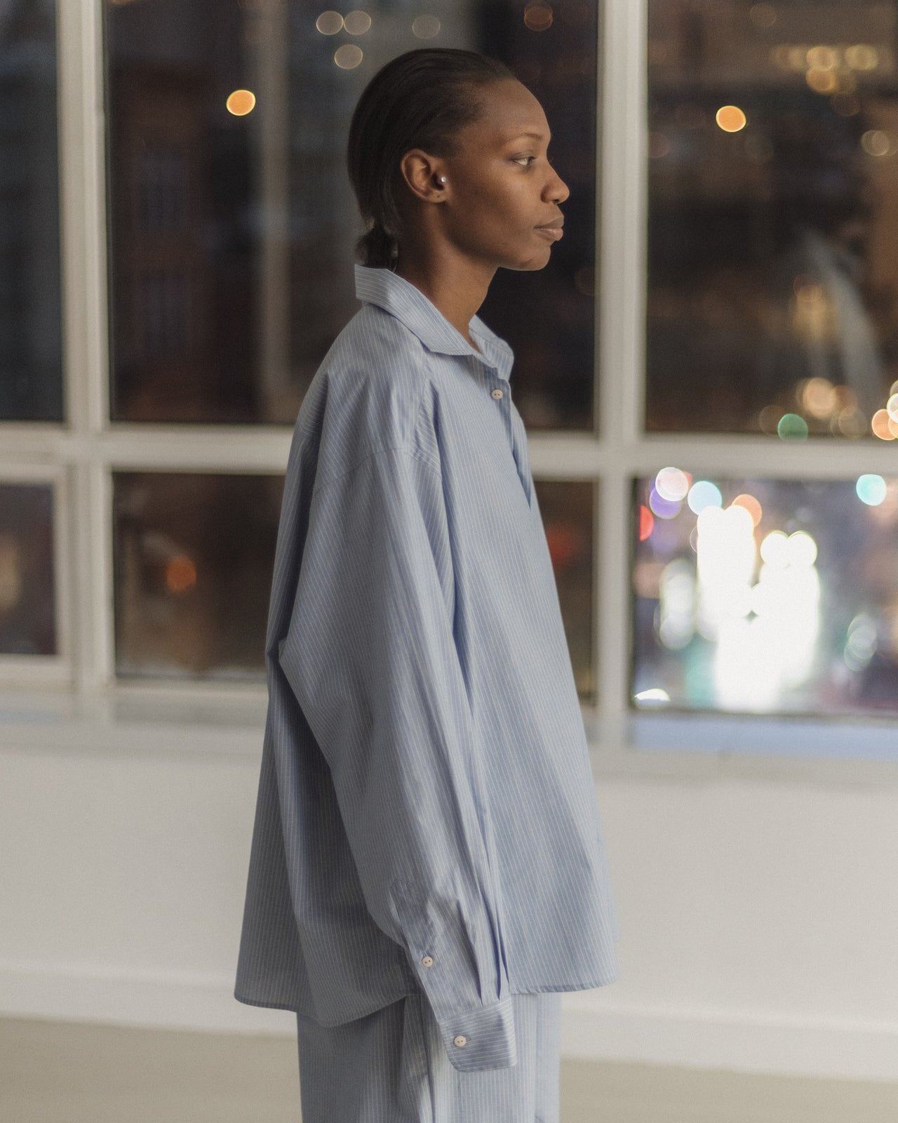 Claude Shirt - Organic Cotton Poplin - Blue Stripe