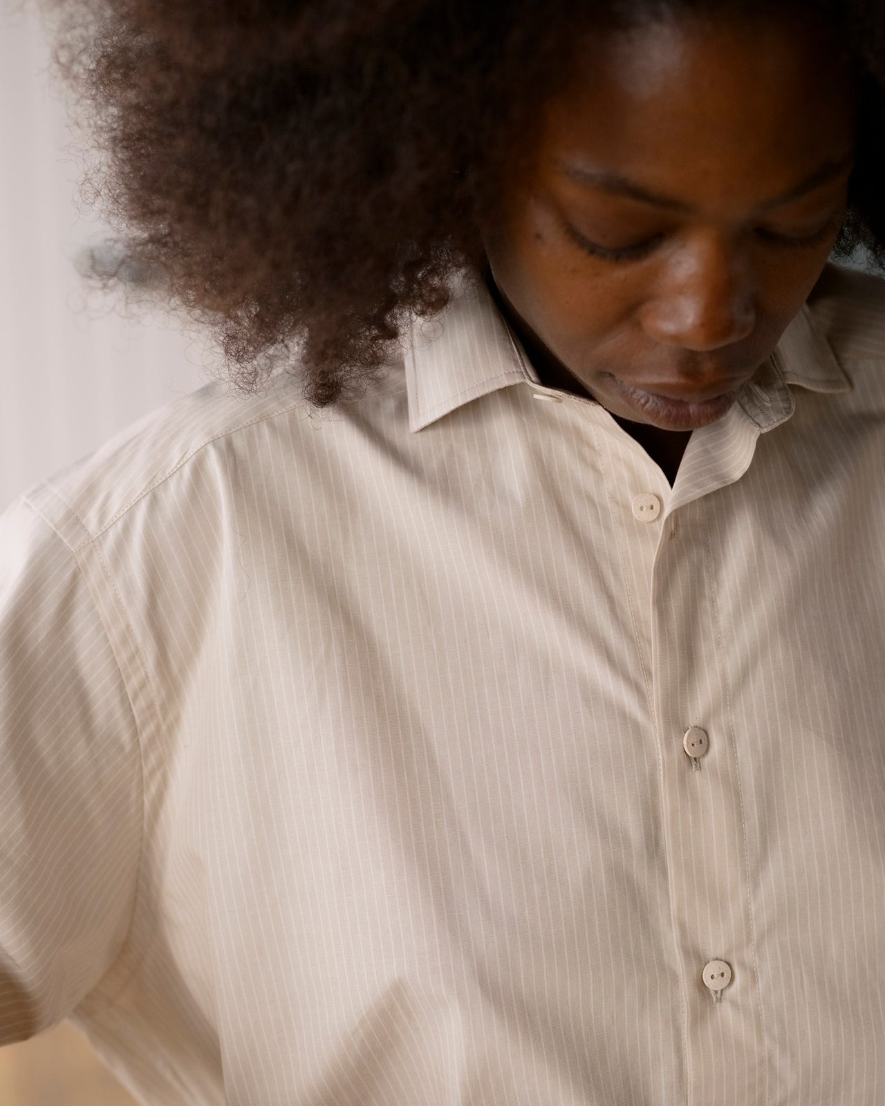 Claude Shirt - Organic Cotton Poplin - Brown Stripe