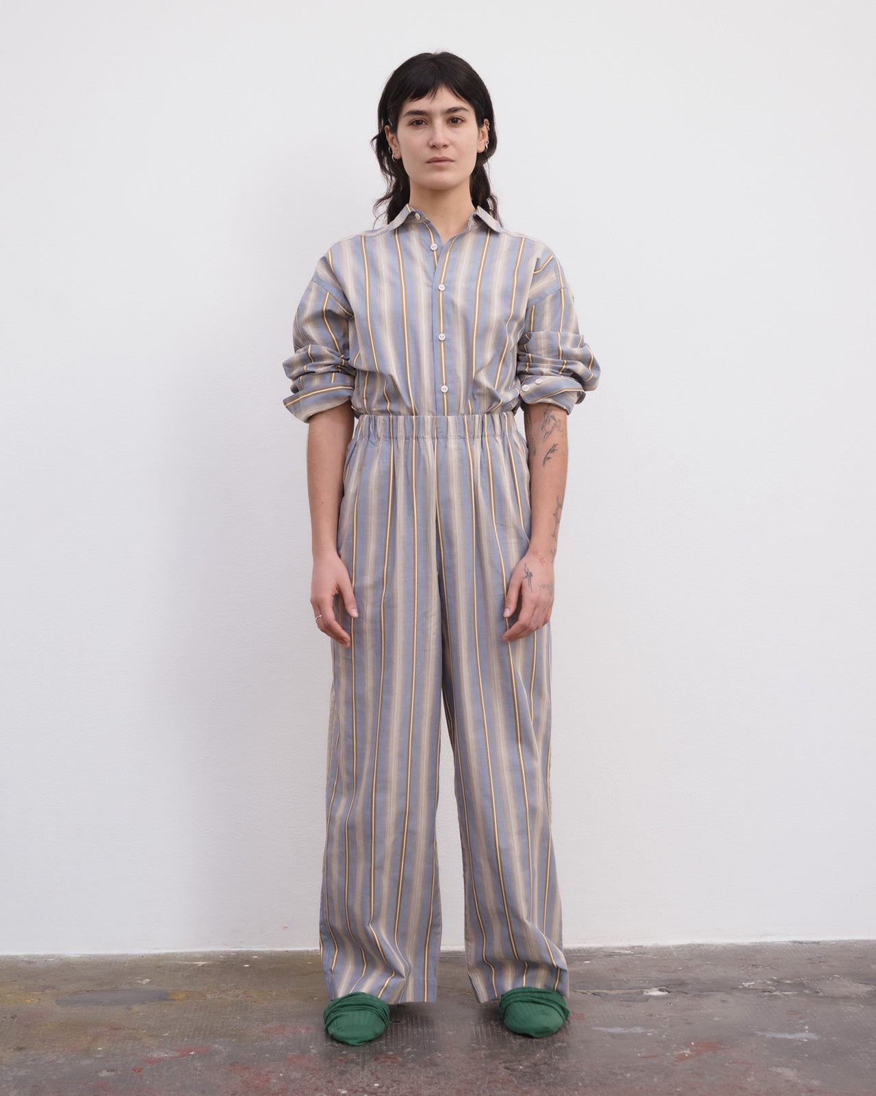 Claude Shirt - Organic Cotton Poplin - Grid Stripe