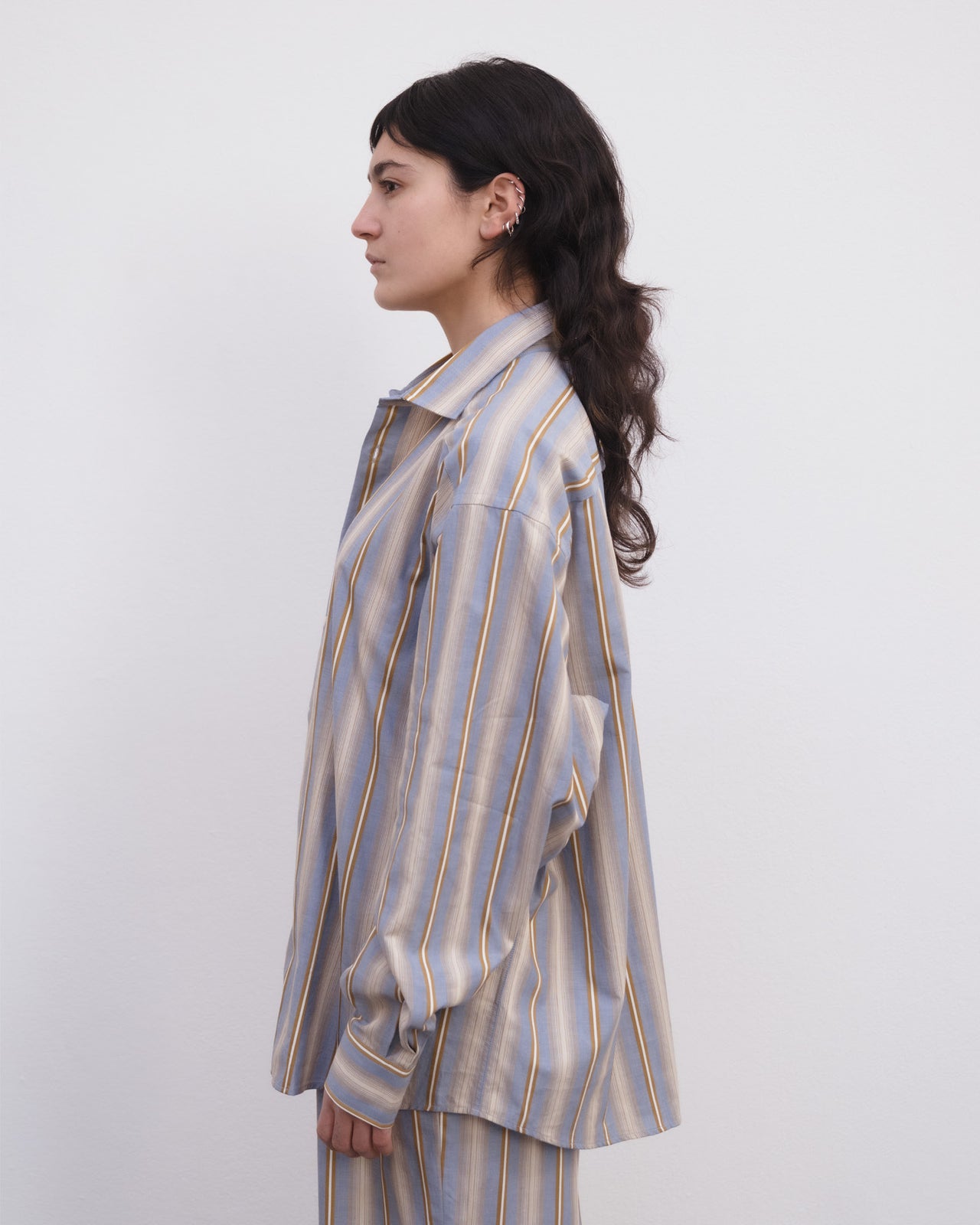Claude Shirt - Organic Cotton Poplin - Grid Stripe