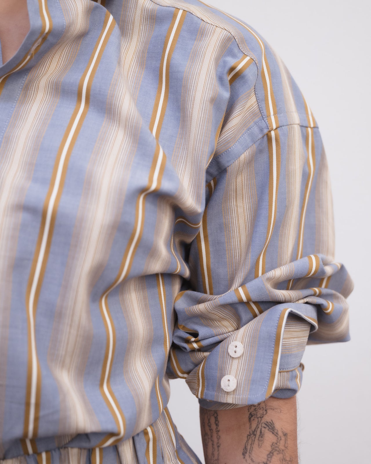 Claude Shirt - Organic Cotton Poplin - Grid Stripe