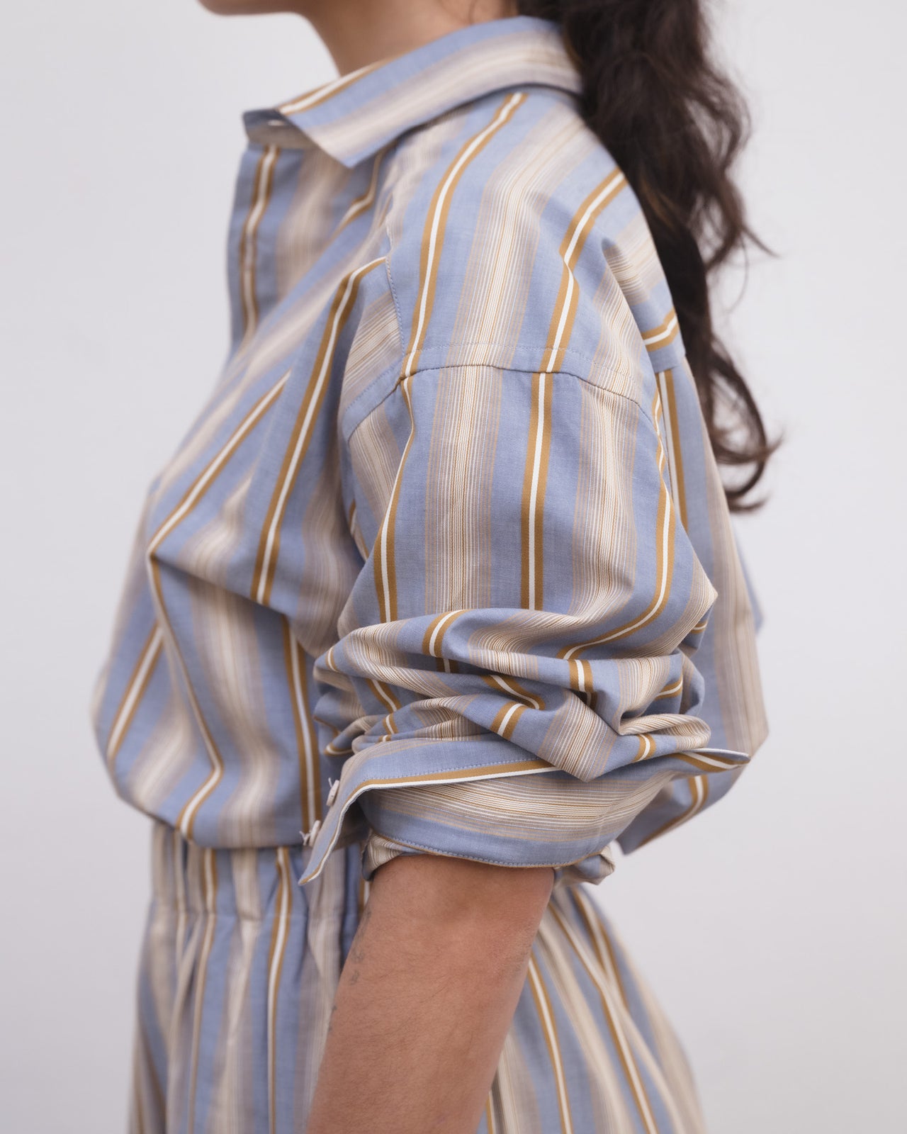 Claude Shirt - Organic Cotton Poplin - Grid Stripe