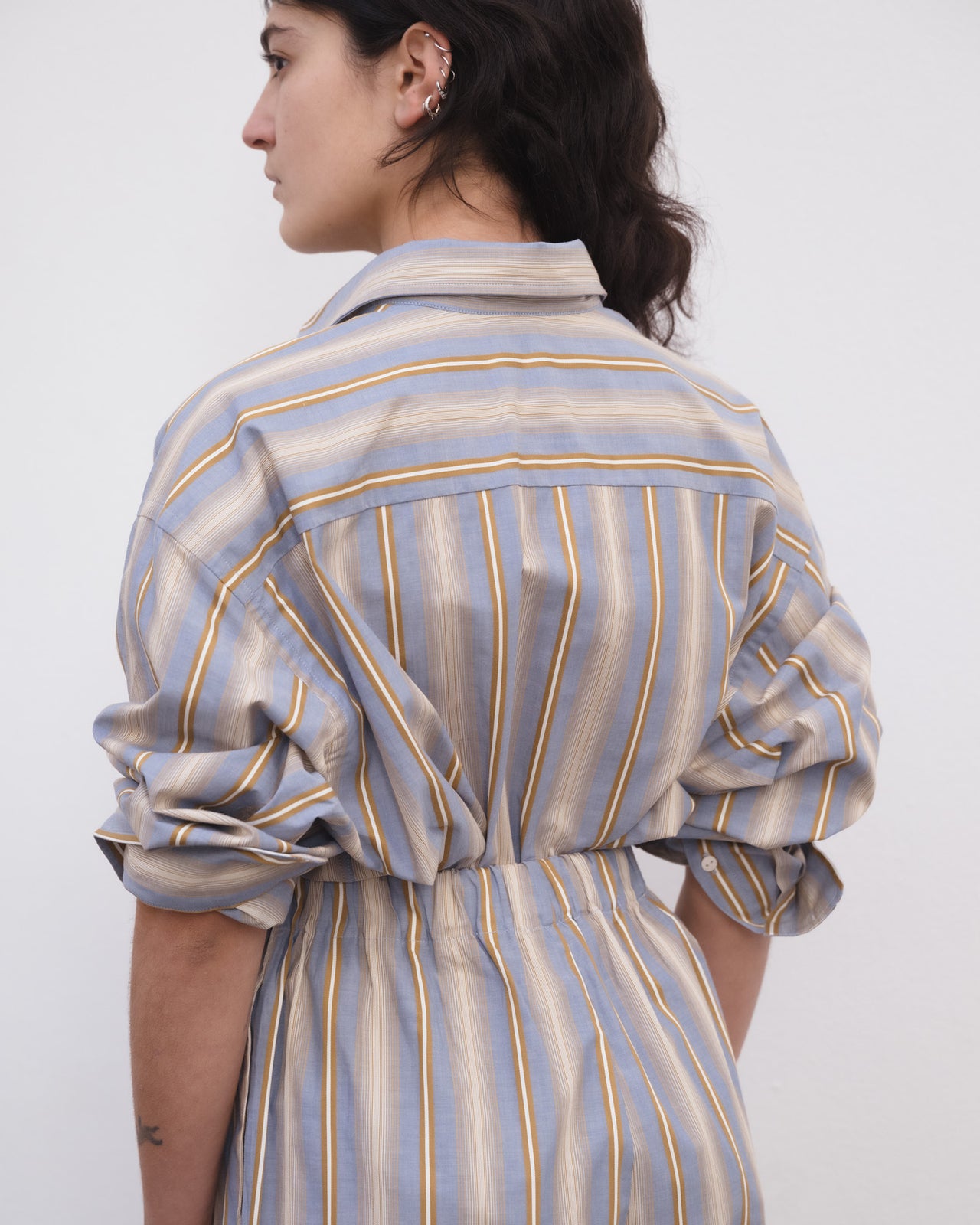 Claude Shirt - Organic Cotton Poplin - Grid Stripe