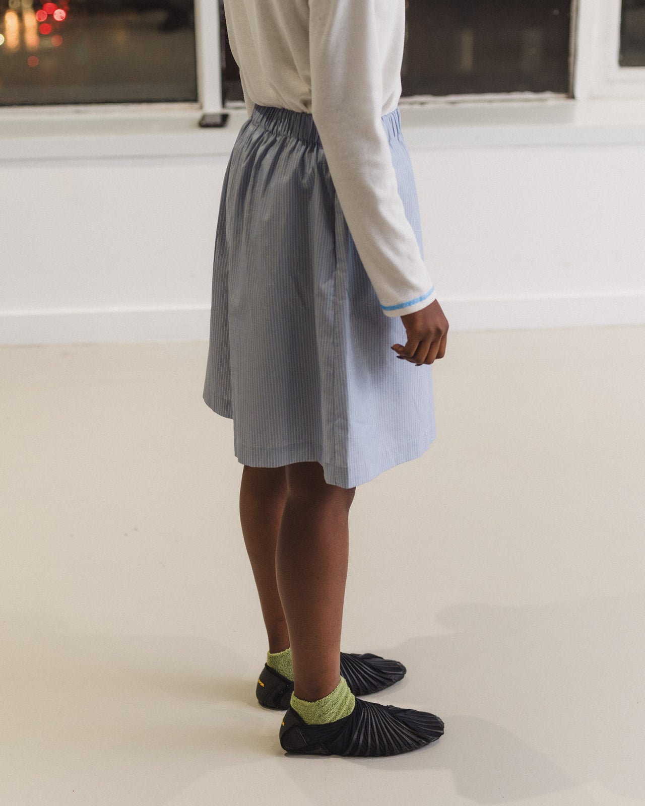 Claude Shorts - Organic Cotton Poplin - Blue Stripe