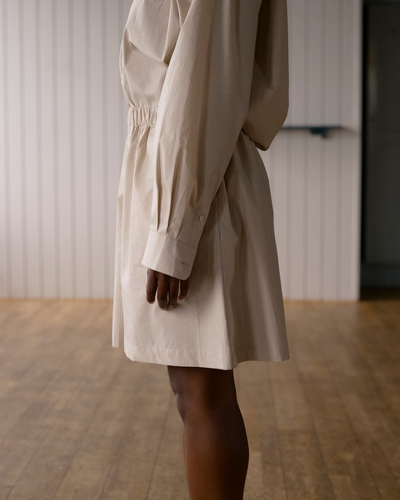 Claude Shorts - Organic Cotton Poplin - Brown Stripe