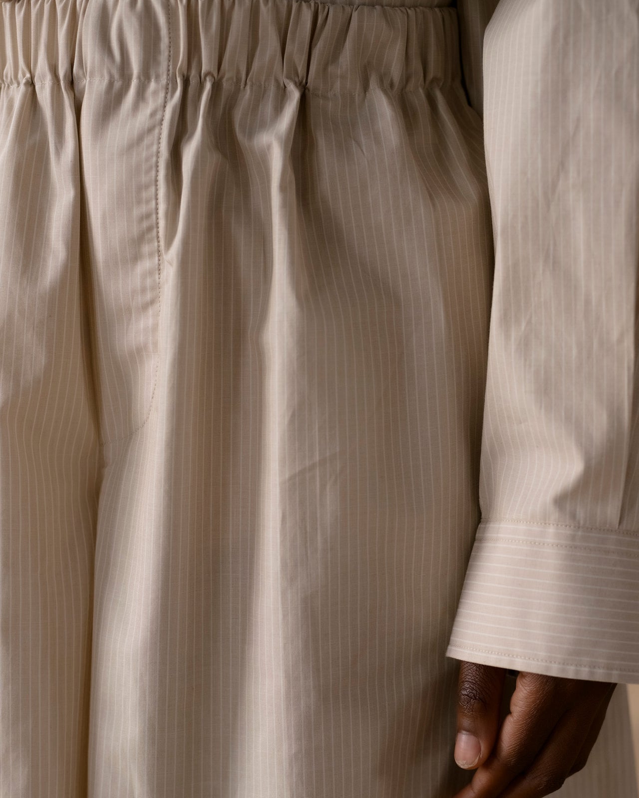 Claude Shorts - Organic Cotton Poplin - Brown Stripe