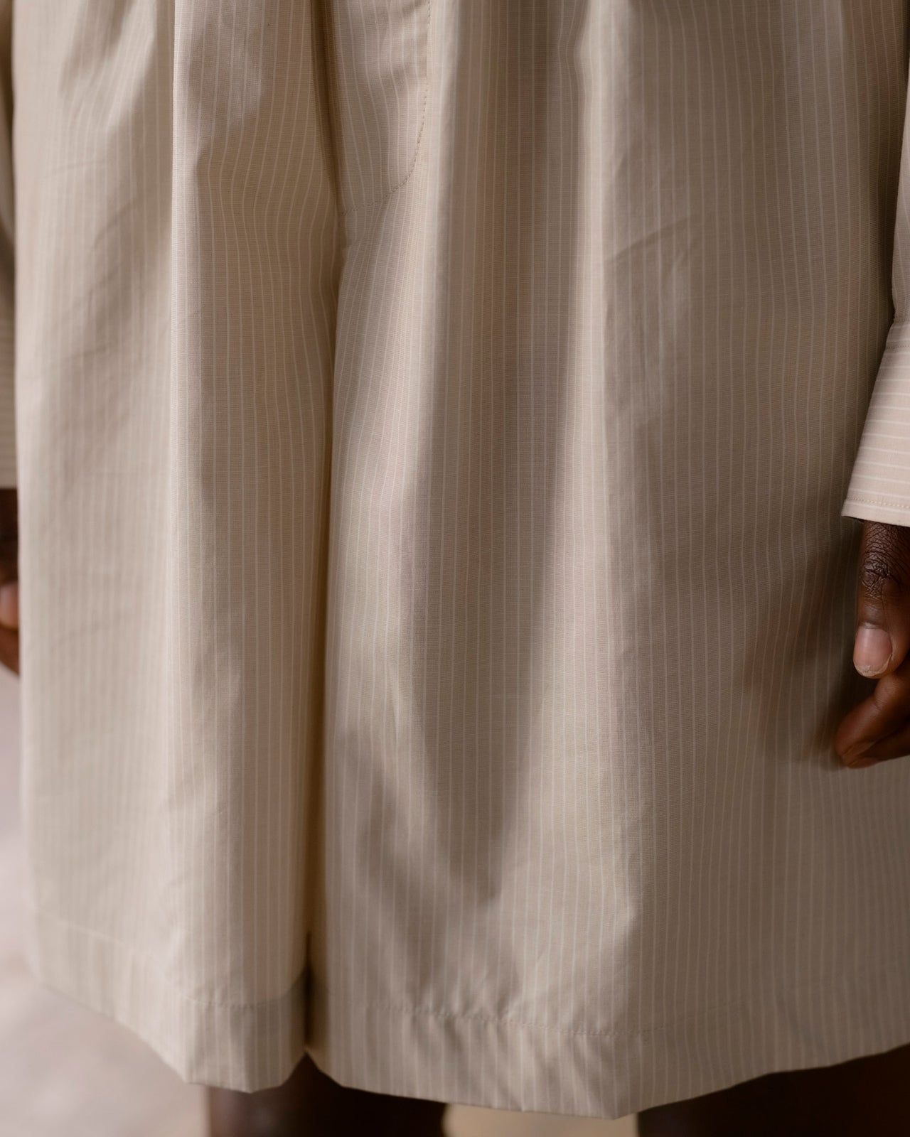 Claude Shorts - Organic Cotton Poplin - Brown Stripe