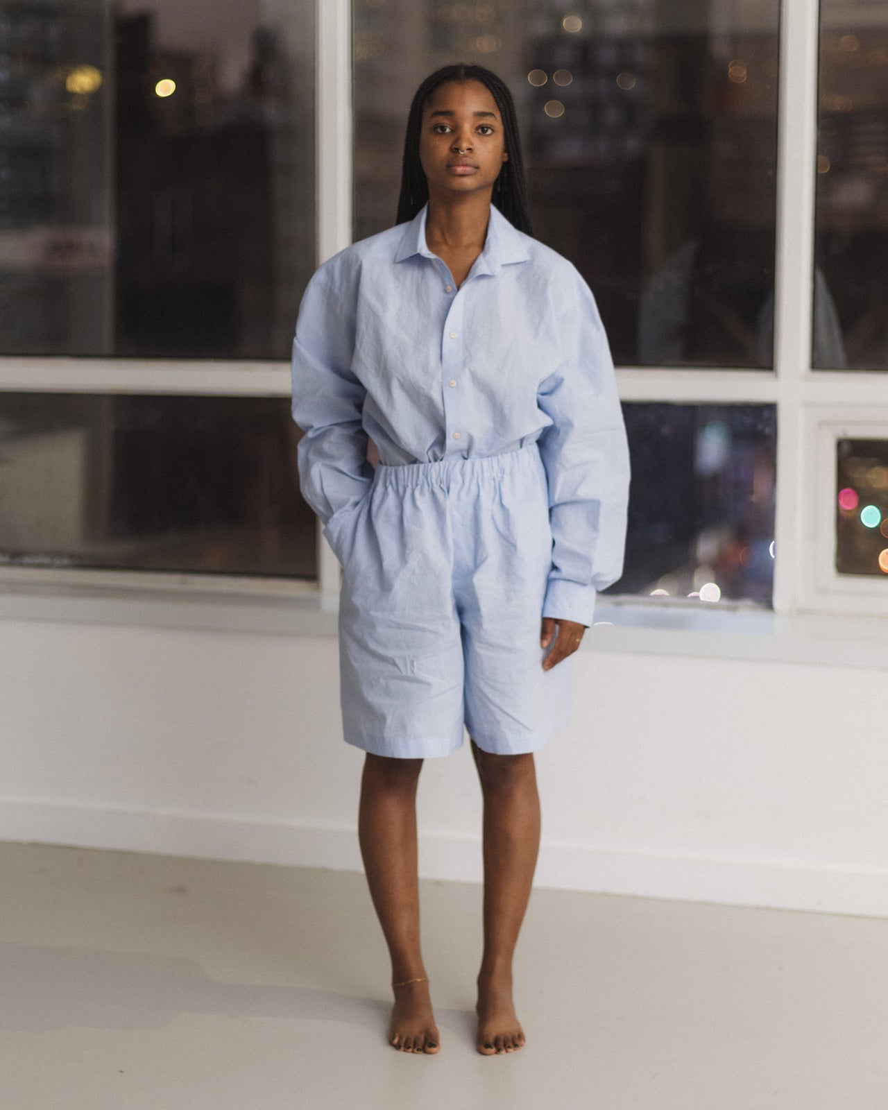 Claude Shorts - Technical Cotton - Sax Blue