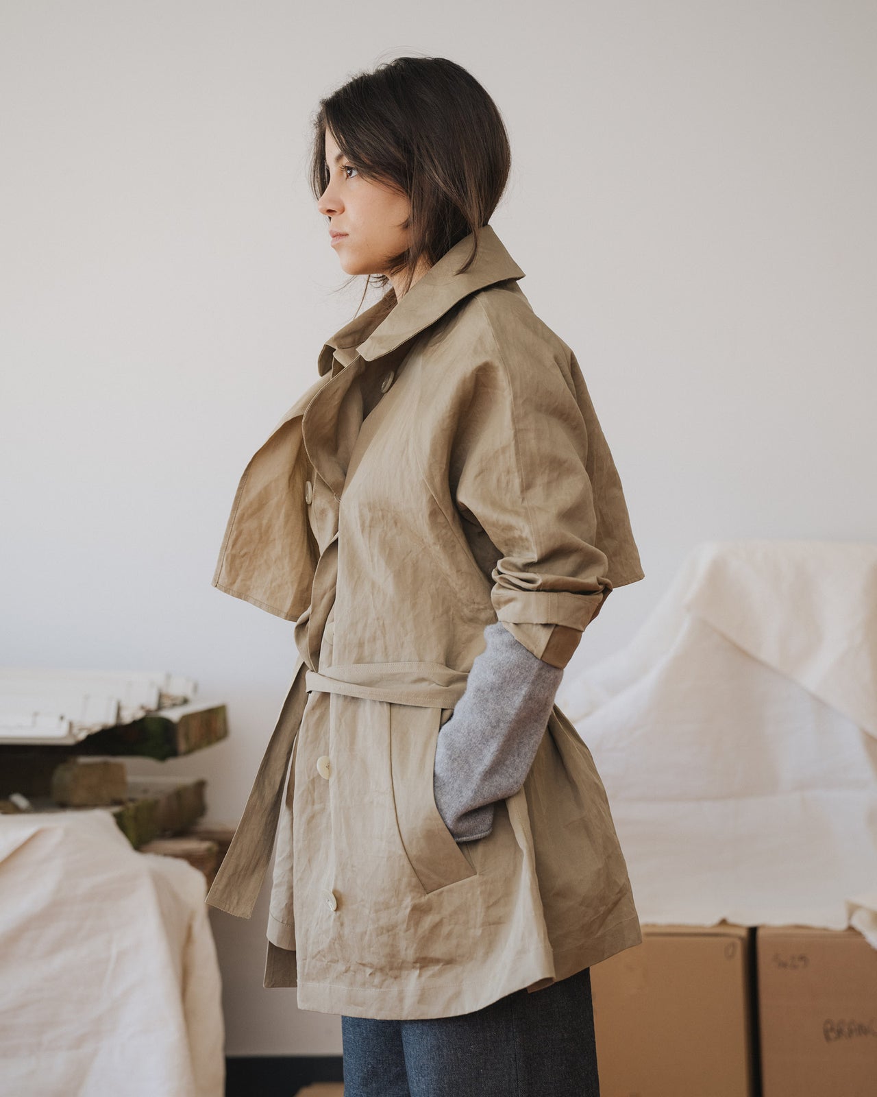 Clavo Coat - Technical Cotton - Khaki