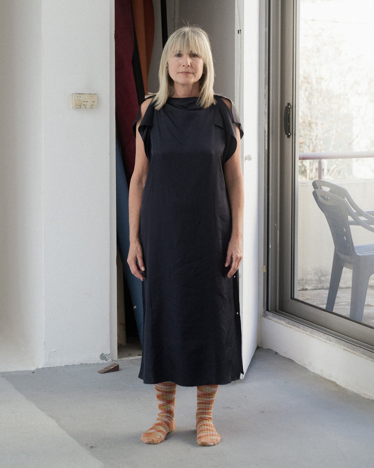 Clavo Dress - Ecovero Satin - Blue Black