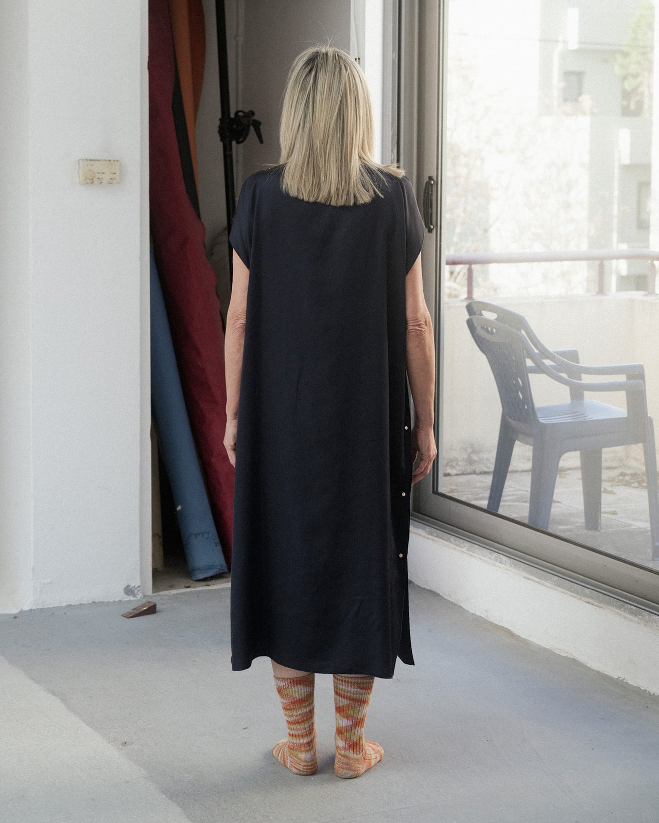 Clavo Dress - Ecovero Satin - Blue Black