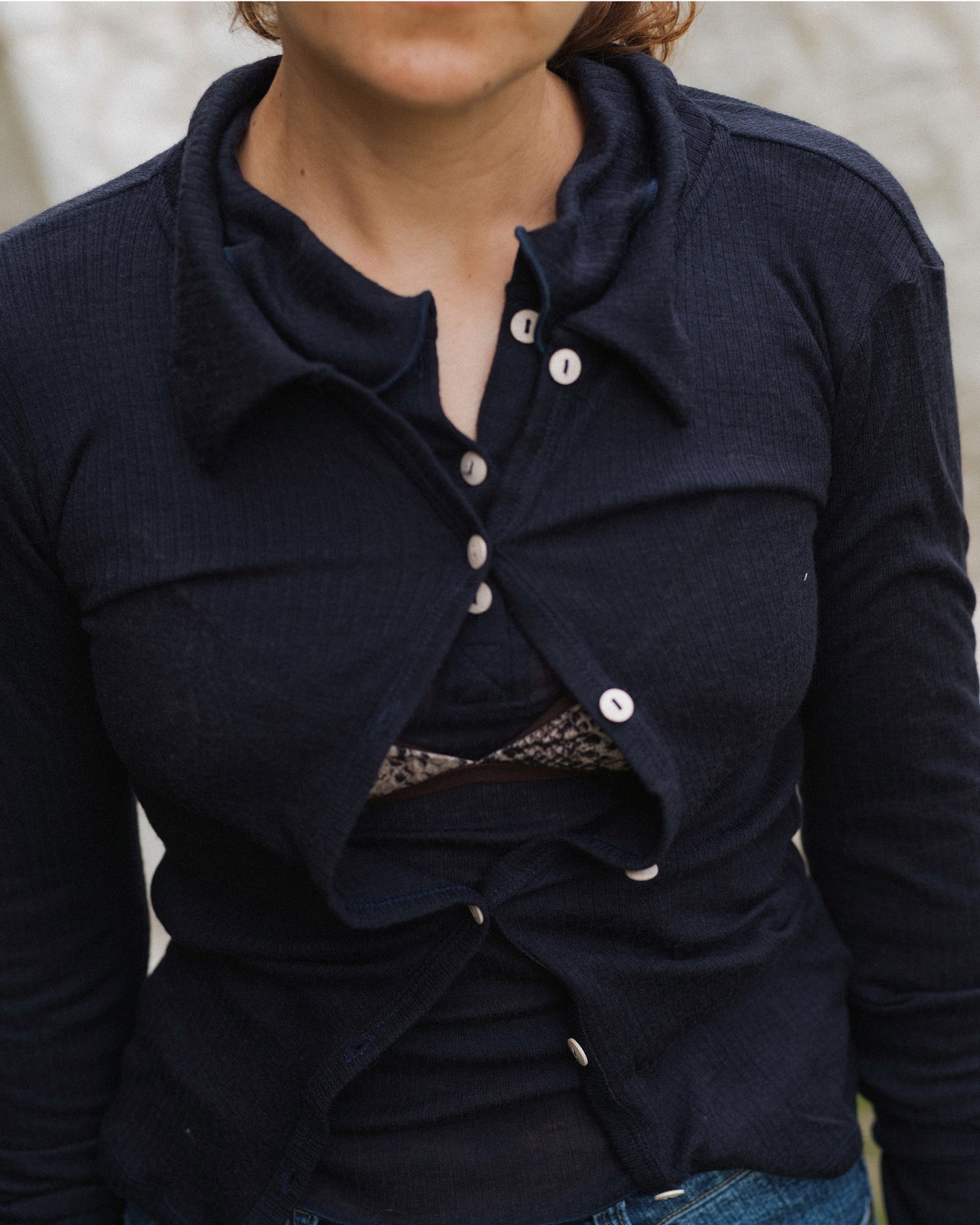 Cosme Shirt - Fine Wool Rib - Murano Navy