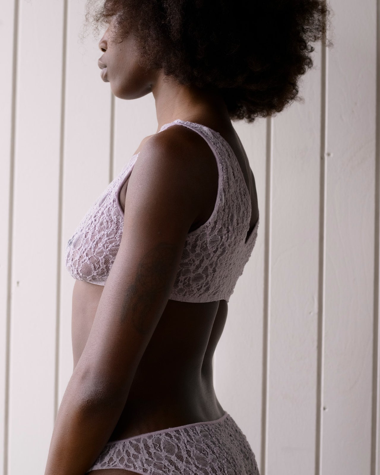 Crescent Bra - Organic Cotton Lace - Cylin Purple
