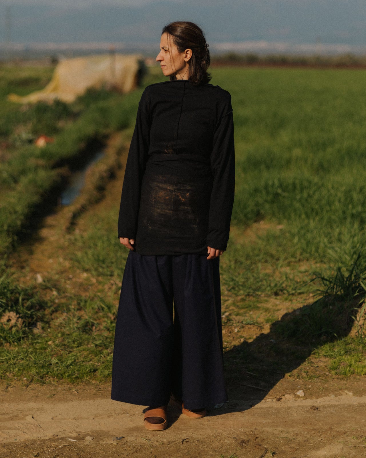 Daffa Long Sleeve Tee - Regenerative Cotton - Black