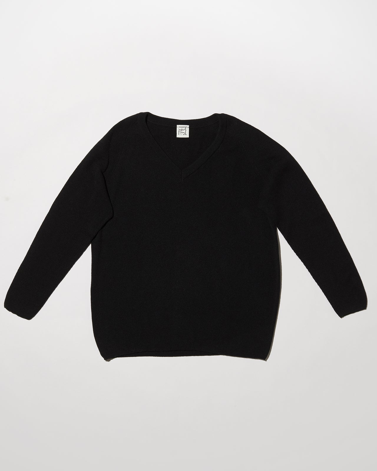 Danube V Neck Sweater - Organic Cotton Knit - Black