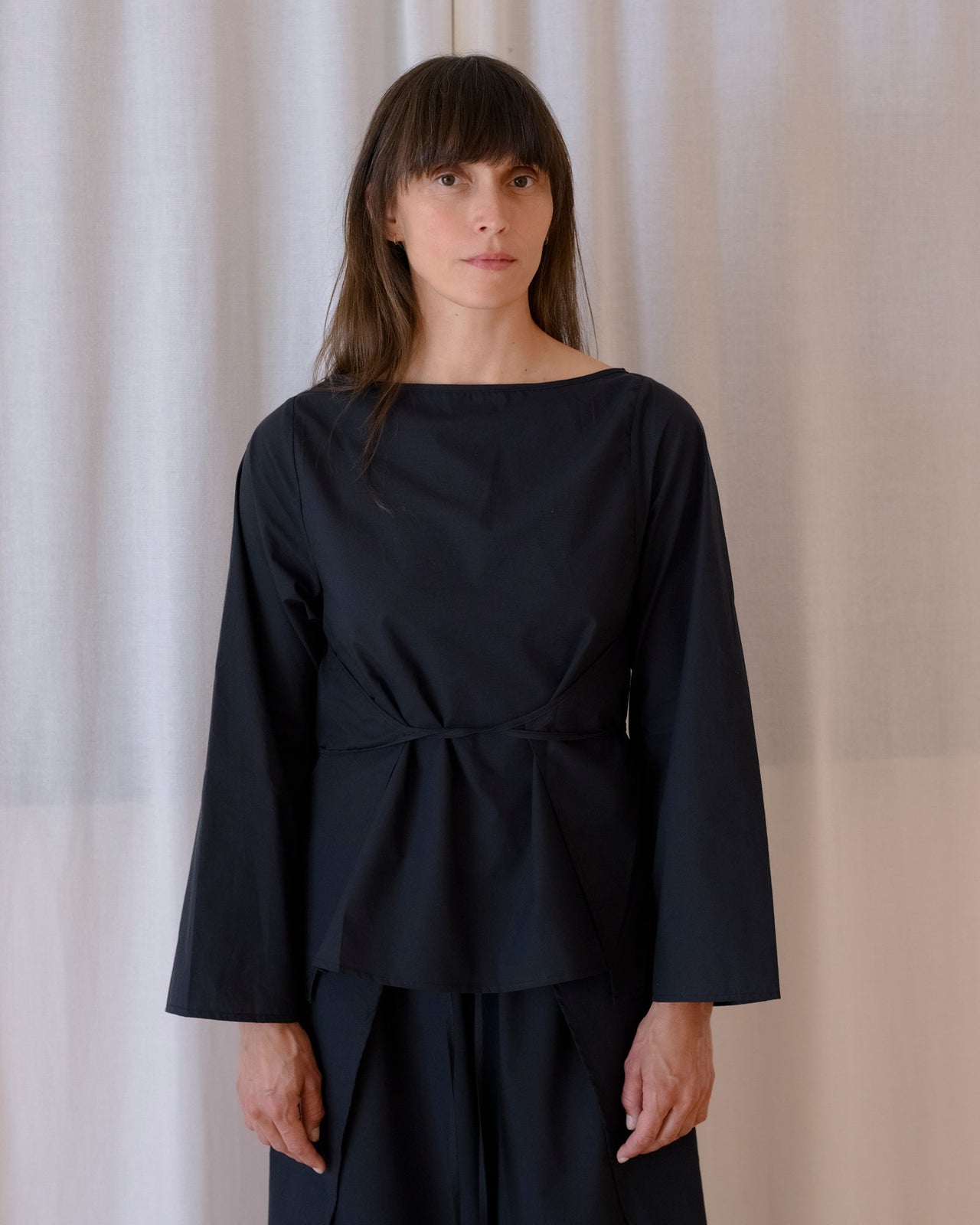 Decti Long Sleeve Top - Organic Cotton Poplin - Black