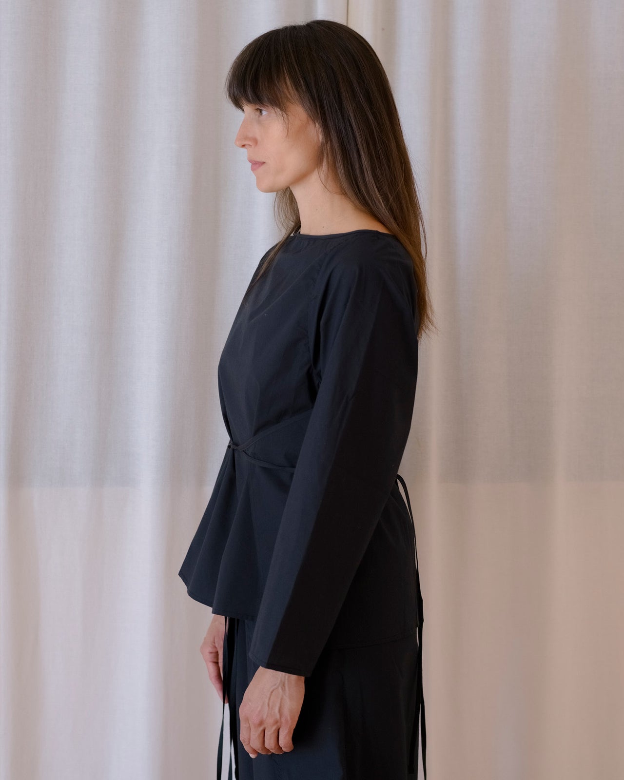 Decti Long Sleeve Top - Organic Cotton Poplin - Black
