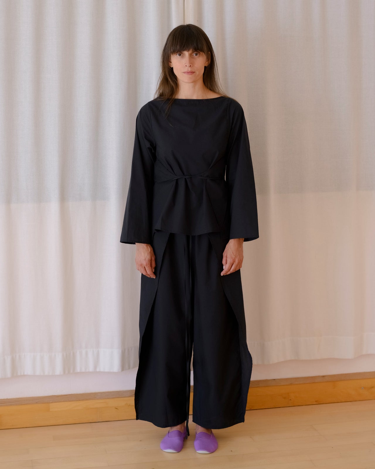 Decti Long Sleeve Top - Organic Cotton Poplin - Black