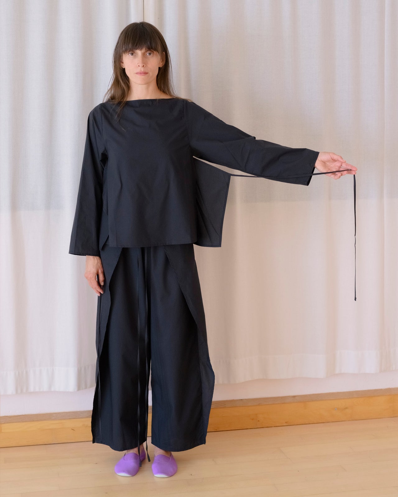 Decti Long Sleeve Top - Organic Cotton Poplin - Black