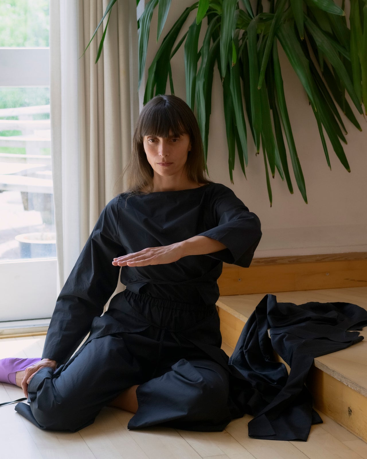 Decti Long Sleeve Top - Organic Cotton Poplin - Black