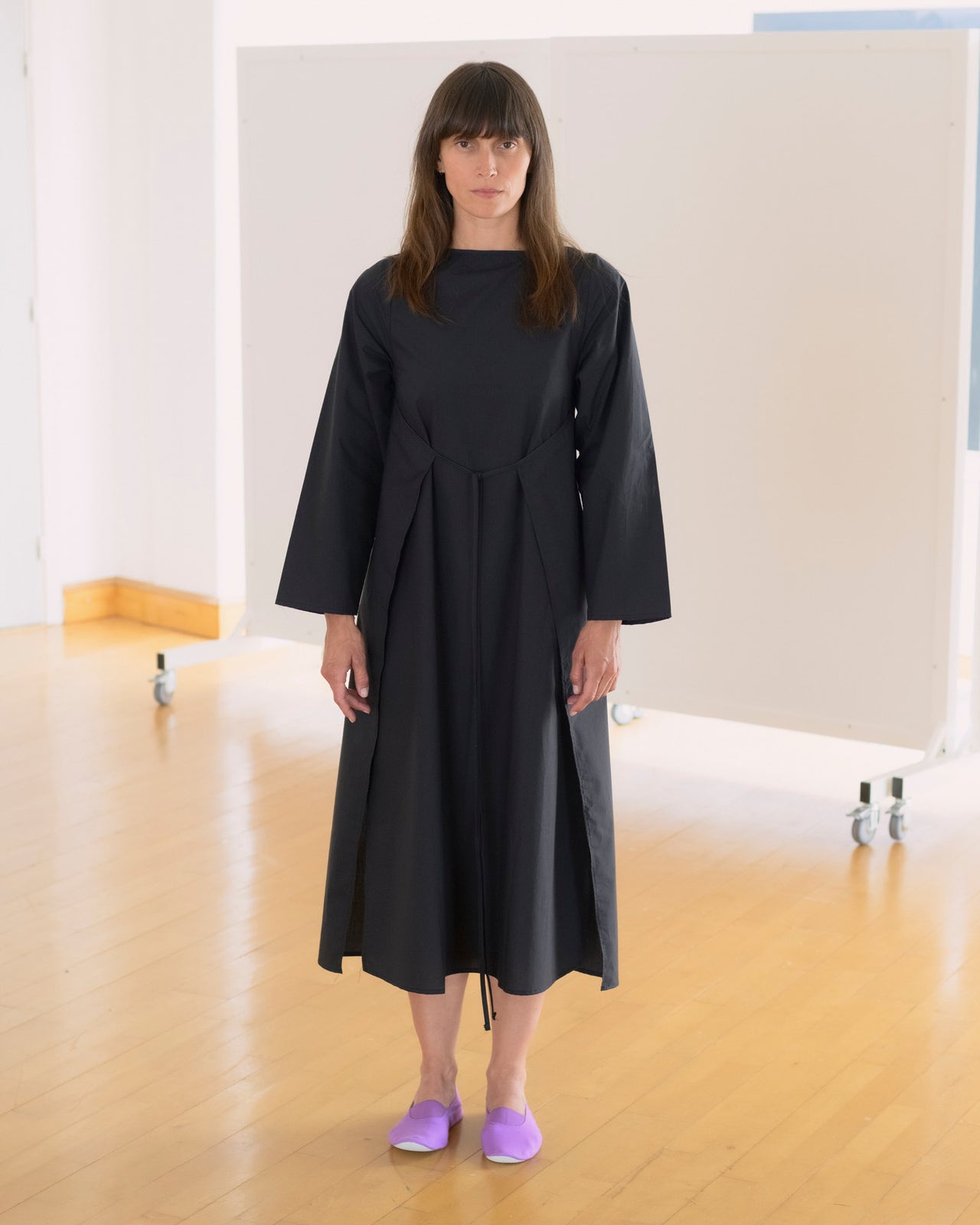 Decti Long Sleeve Dress - Organic Cotton Poplin - Black