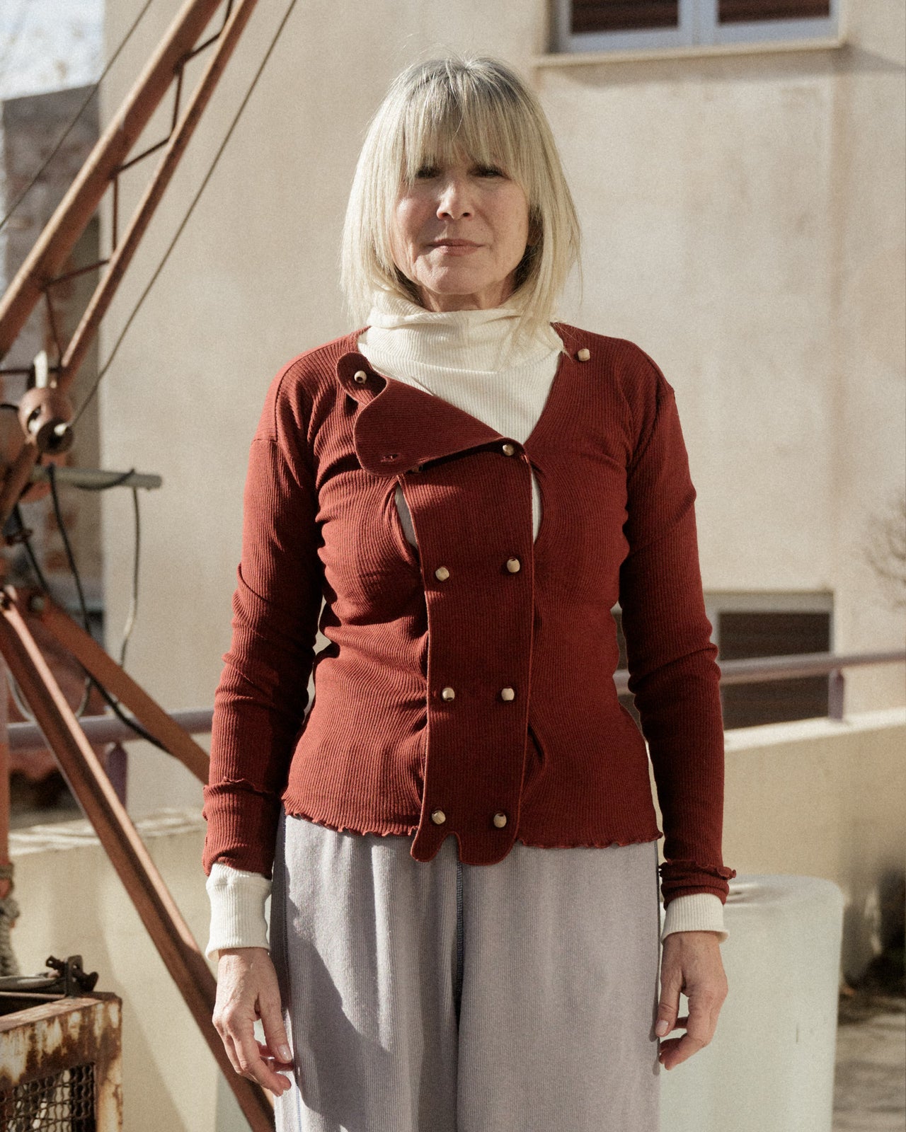 Disc Cardigan - Recycled Cotton - Bine Red