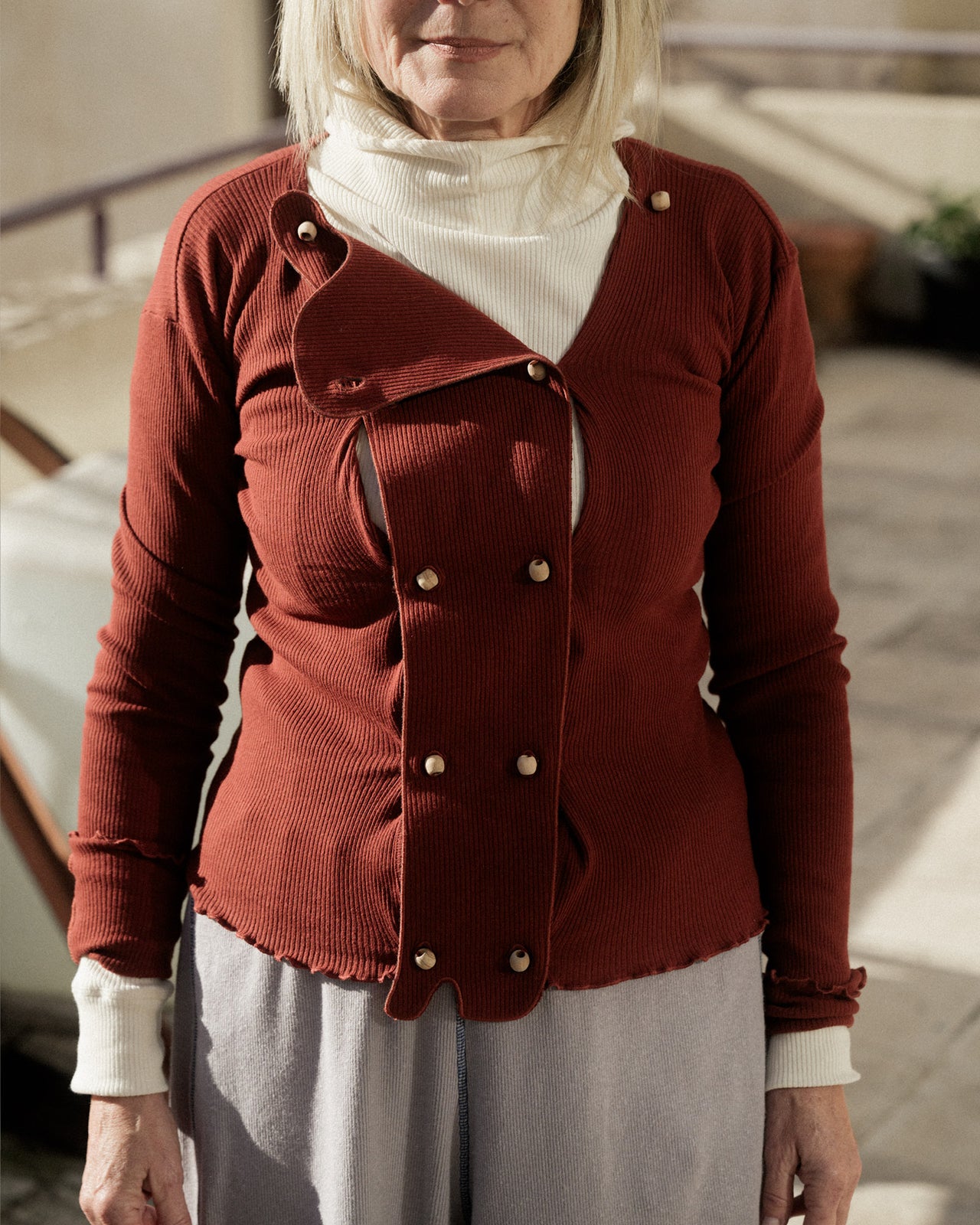 Disc Cardigan - Recycled Cotton - Bine Red