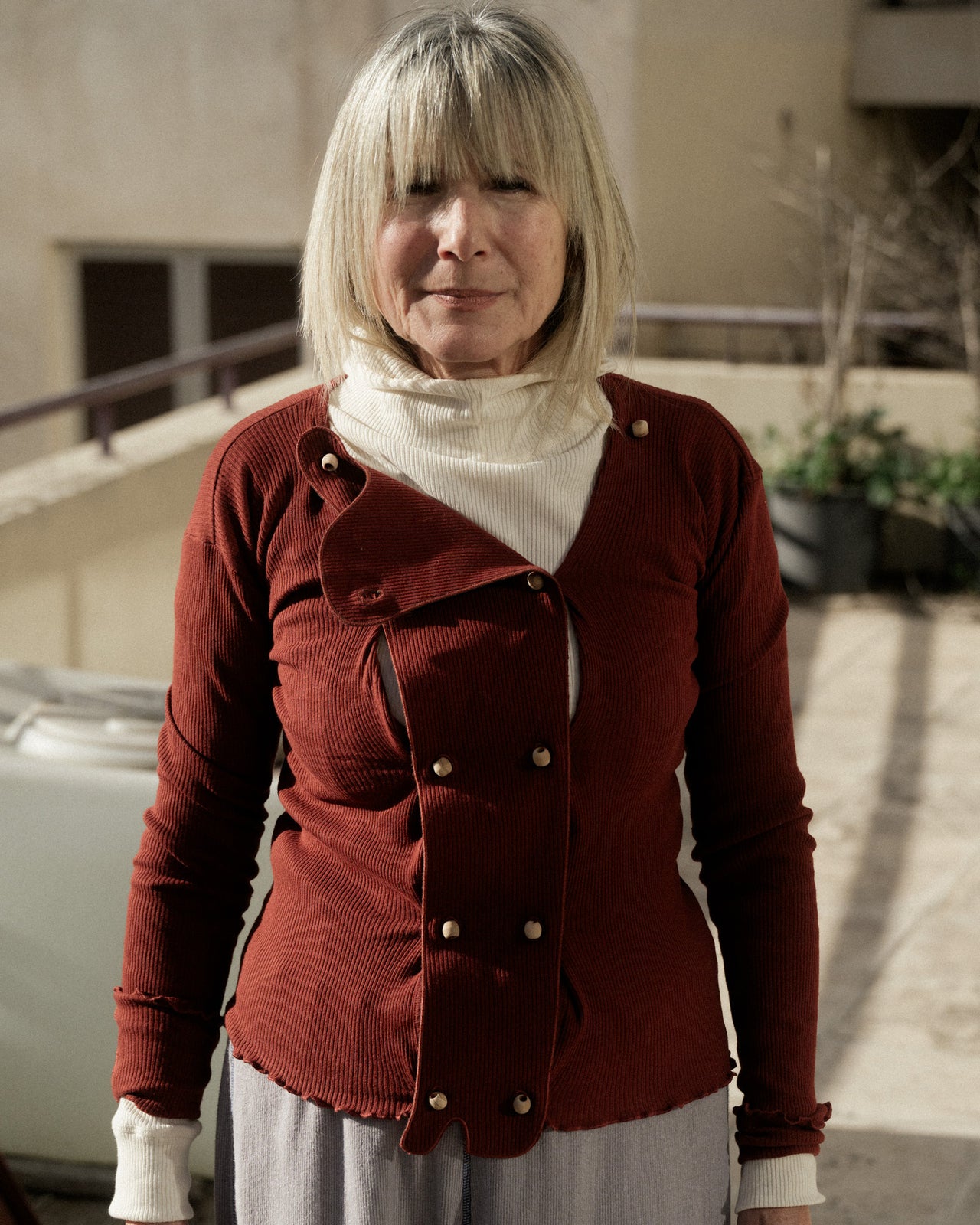 Disc Cardigan - Recycled Cotton - Bine Red