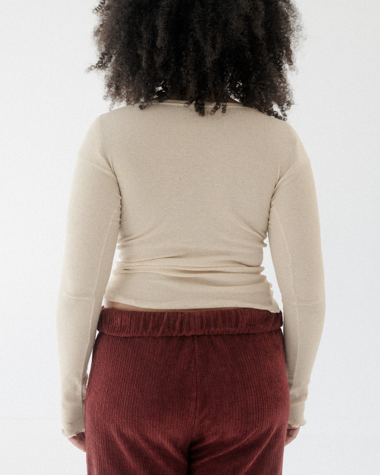 Disc Long Sleeve Tee - Cotton Hemp Rib - Undyed