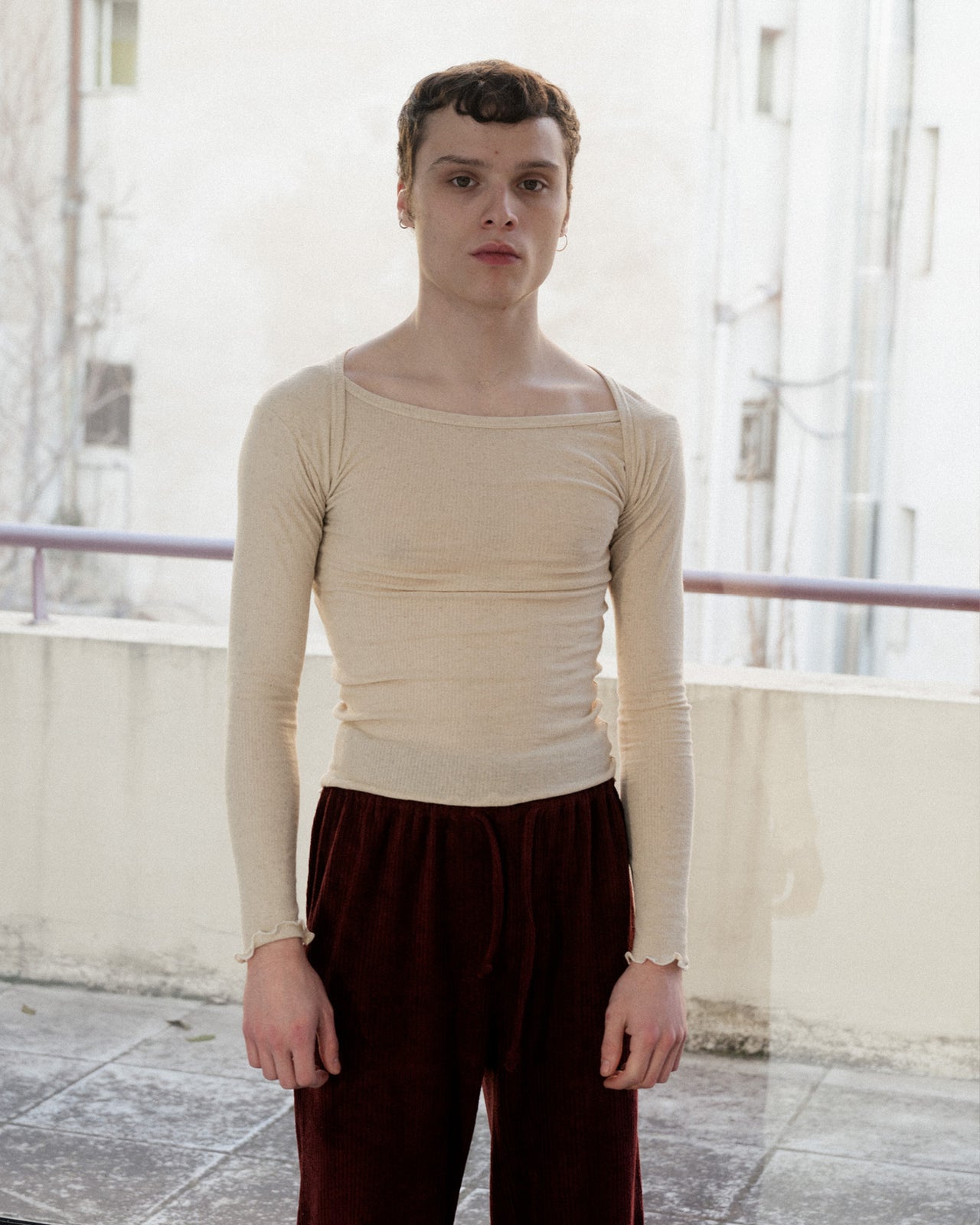 Disc Long Sleeve Tee - Cotton Hemp Rib - Undyed