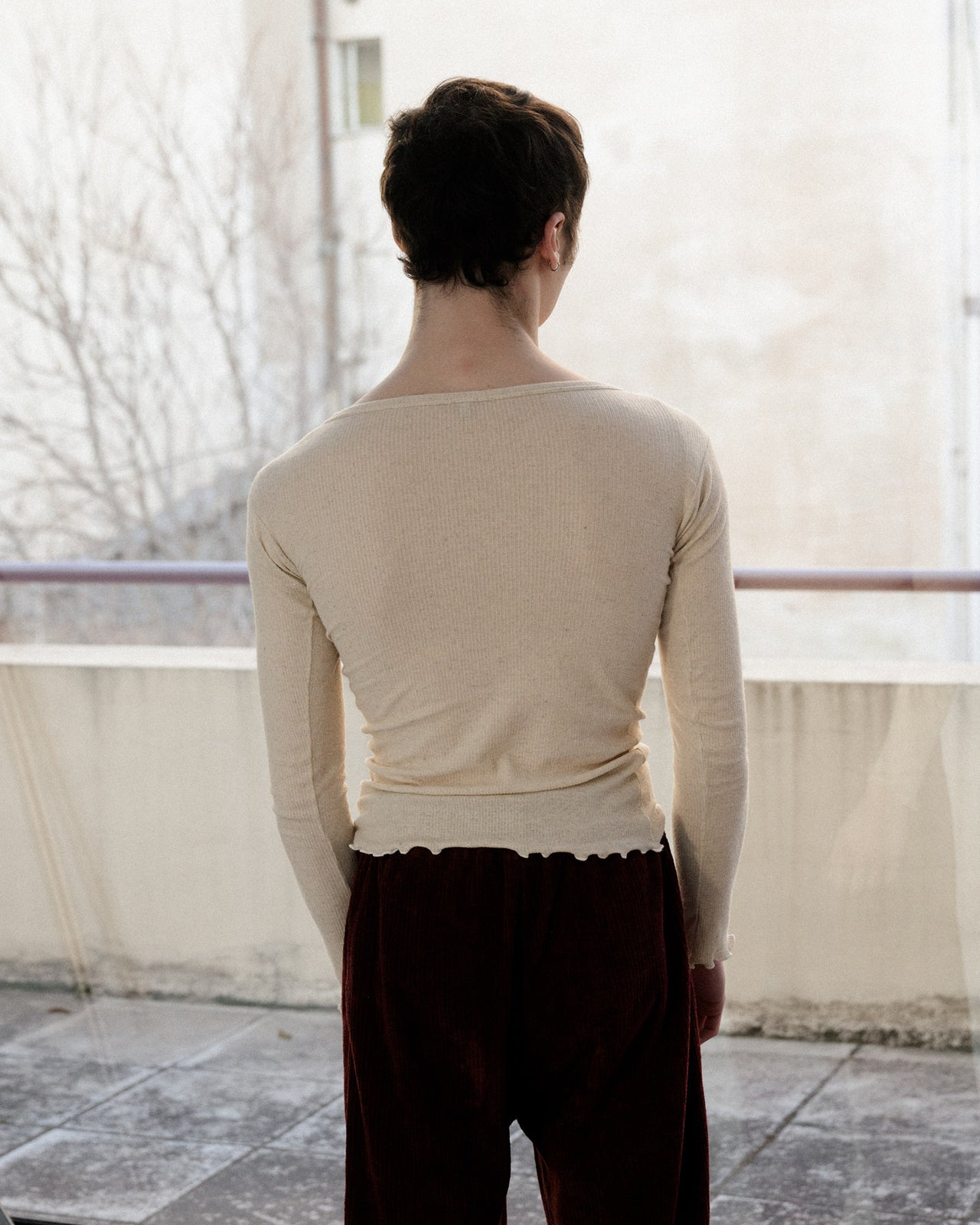 Disc Long Sleeve Tee - Cotton Hemp Rib - Undyed