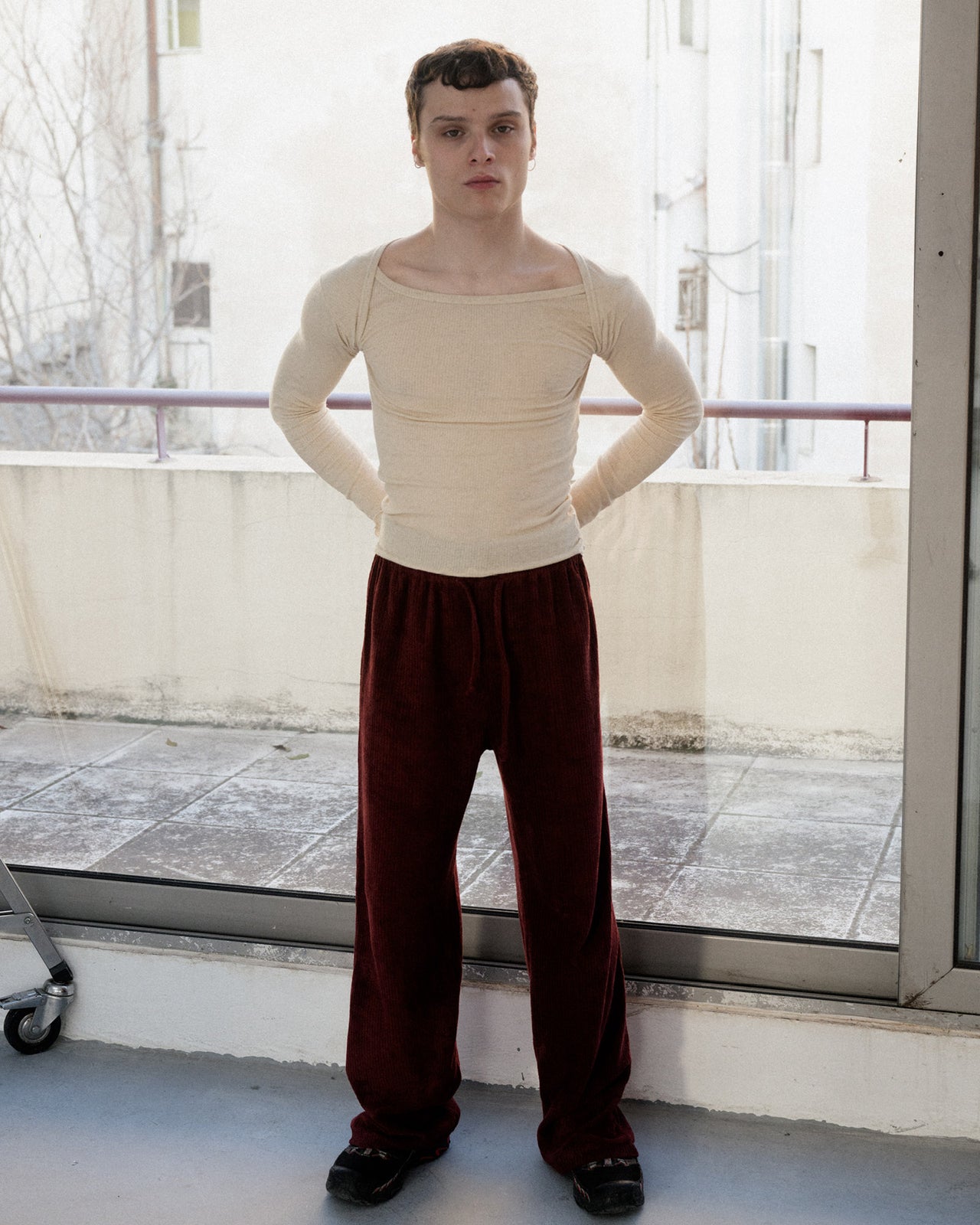 Disc Long Sleeve Tee - Cotton Hemp Rib - Undyed