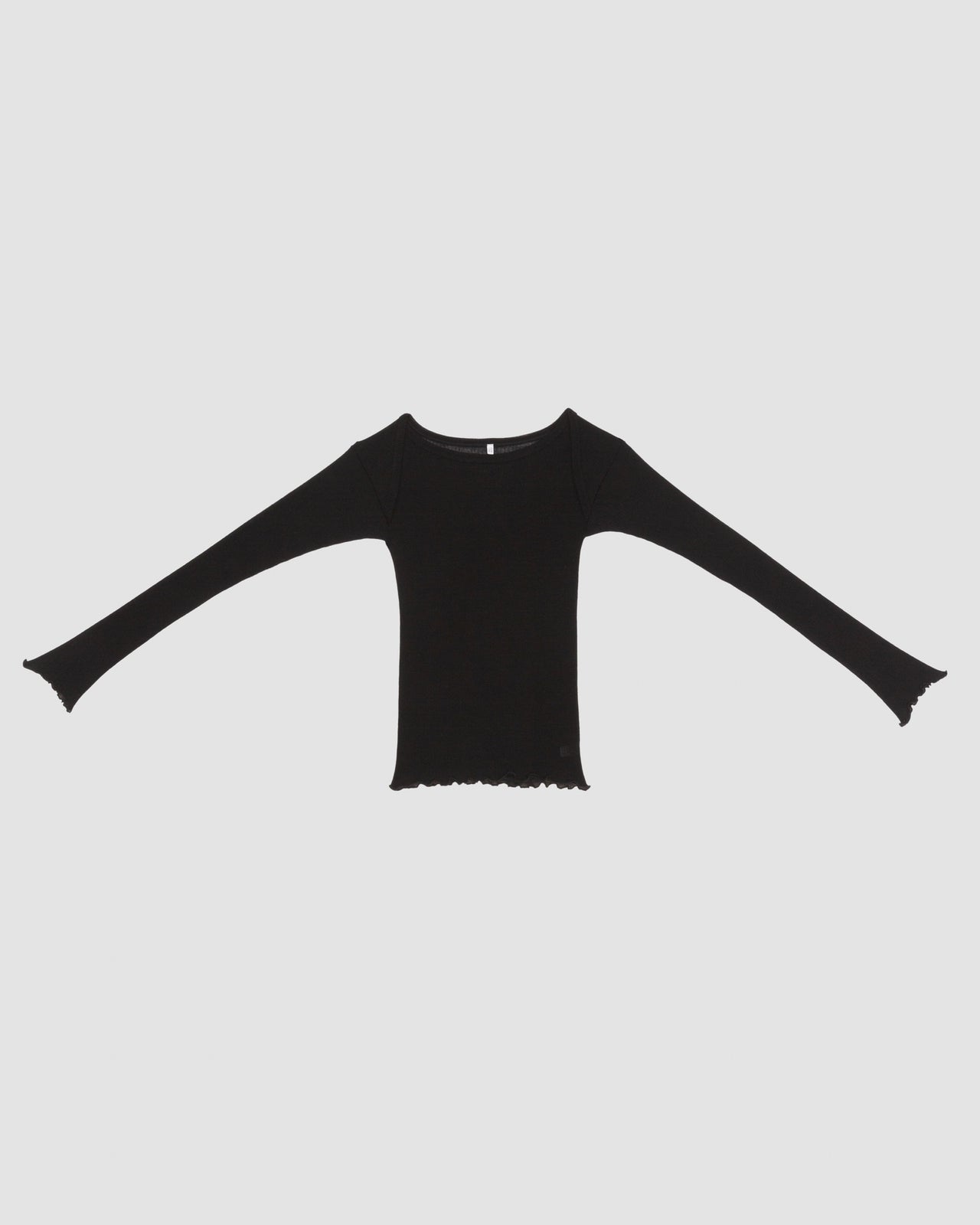 Disc Long Sleeve Tee - Fine Wool Rib - Black