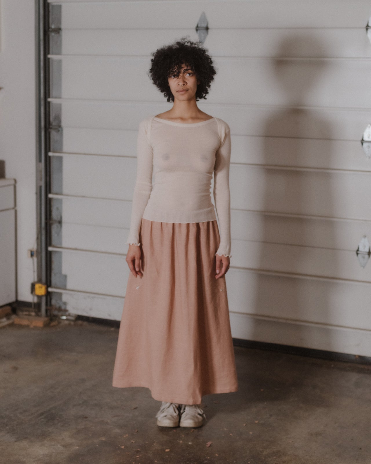 Disc Long Sleeve Tee - Fine Wool Rib - Undyed