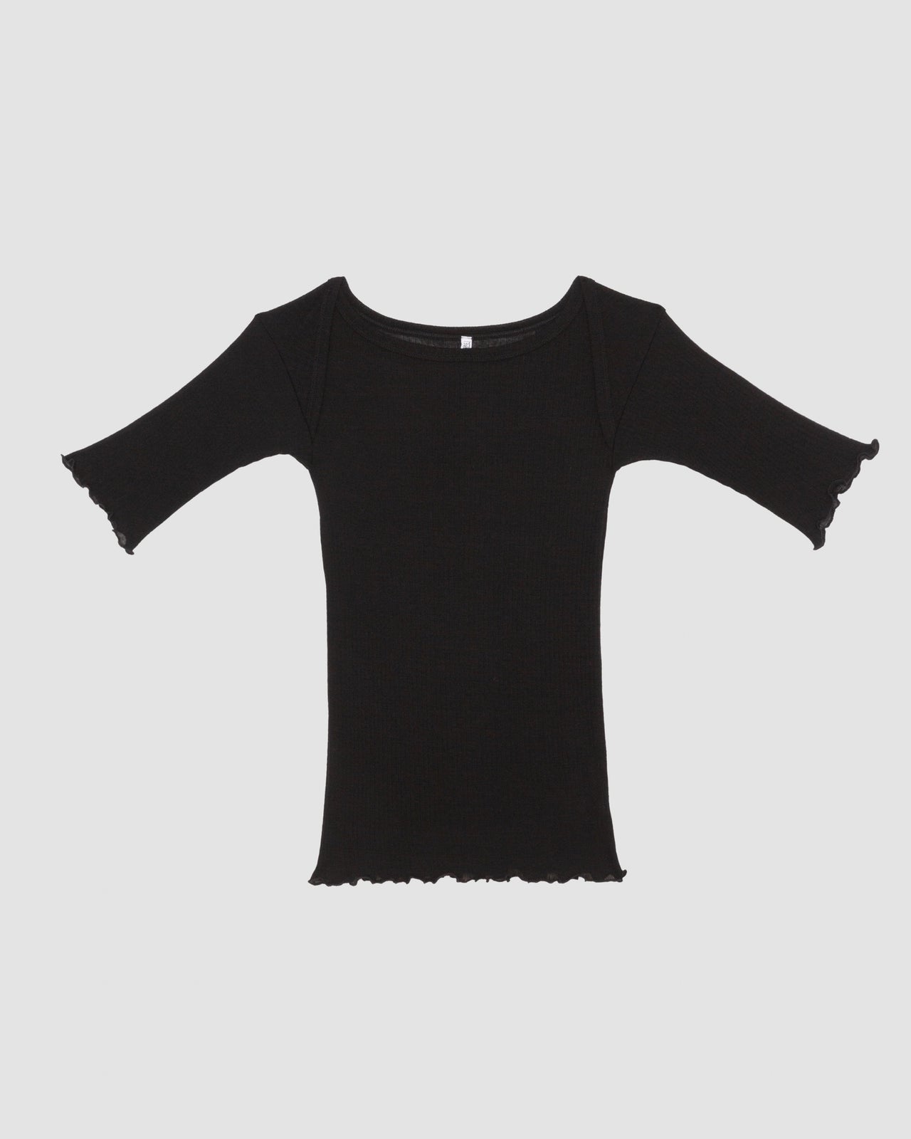 Disc Tee Shirt - Fine Wool Rib - Black