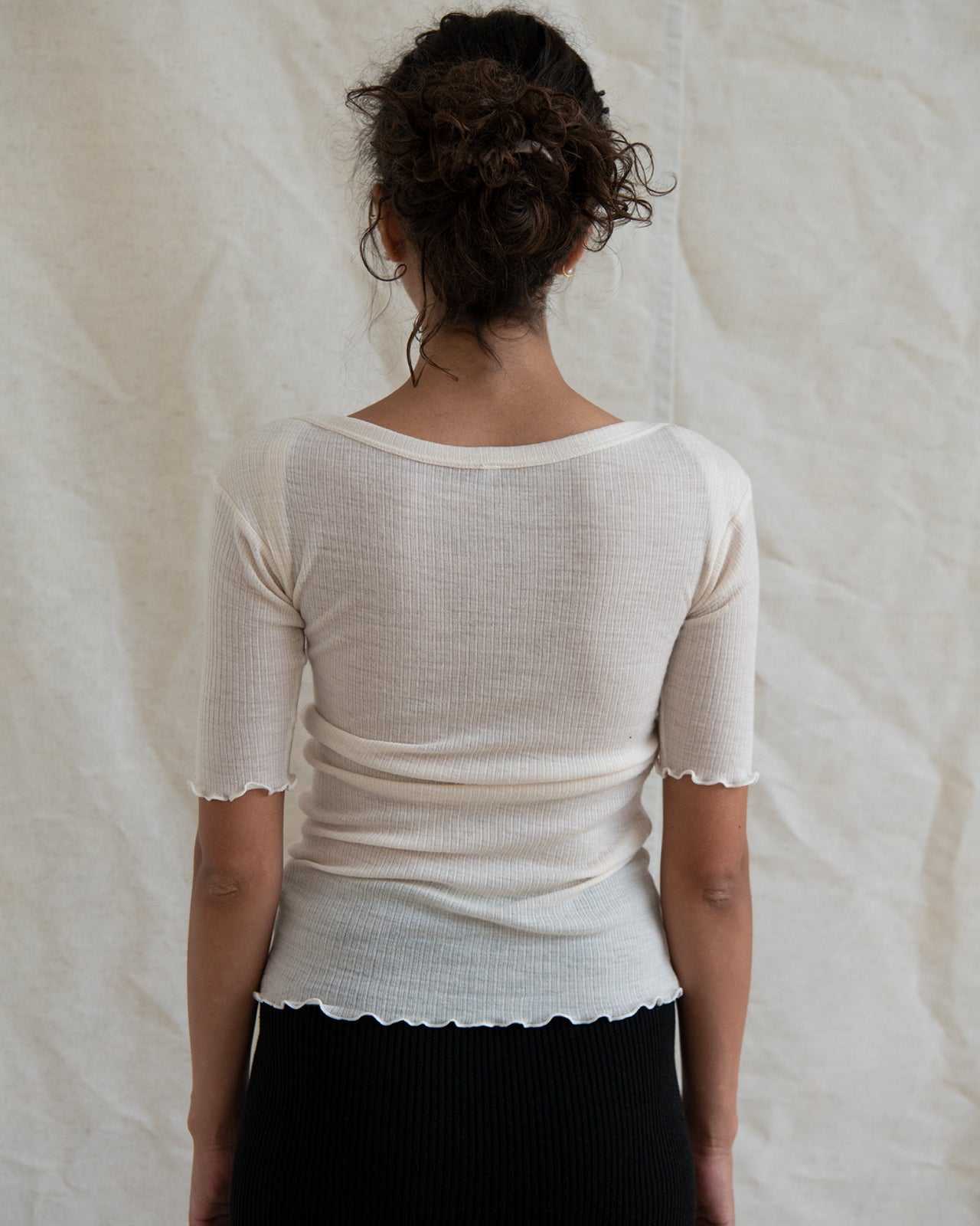 Disc Tee Shirt - Fine Wool Rib - Undyed