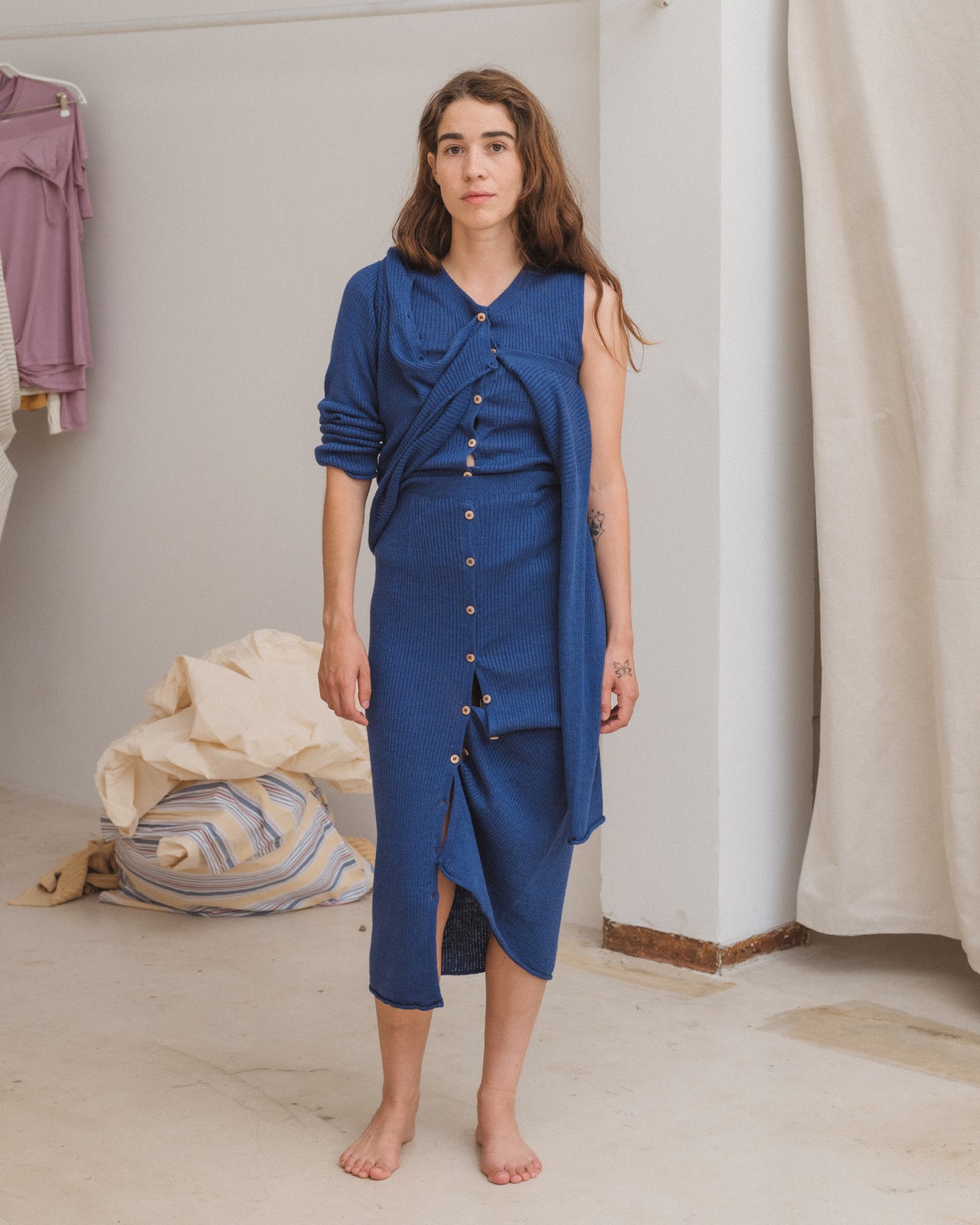 Drip Top - Linen - Mez Blue