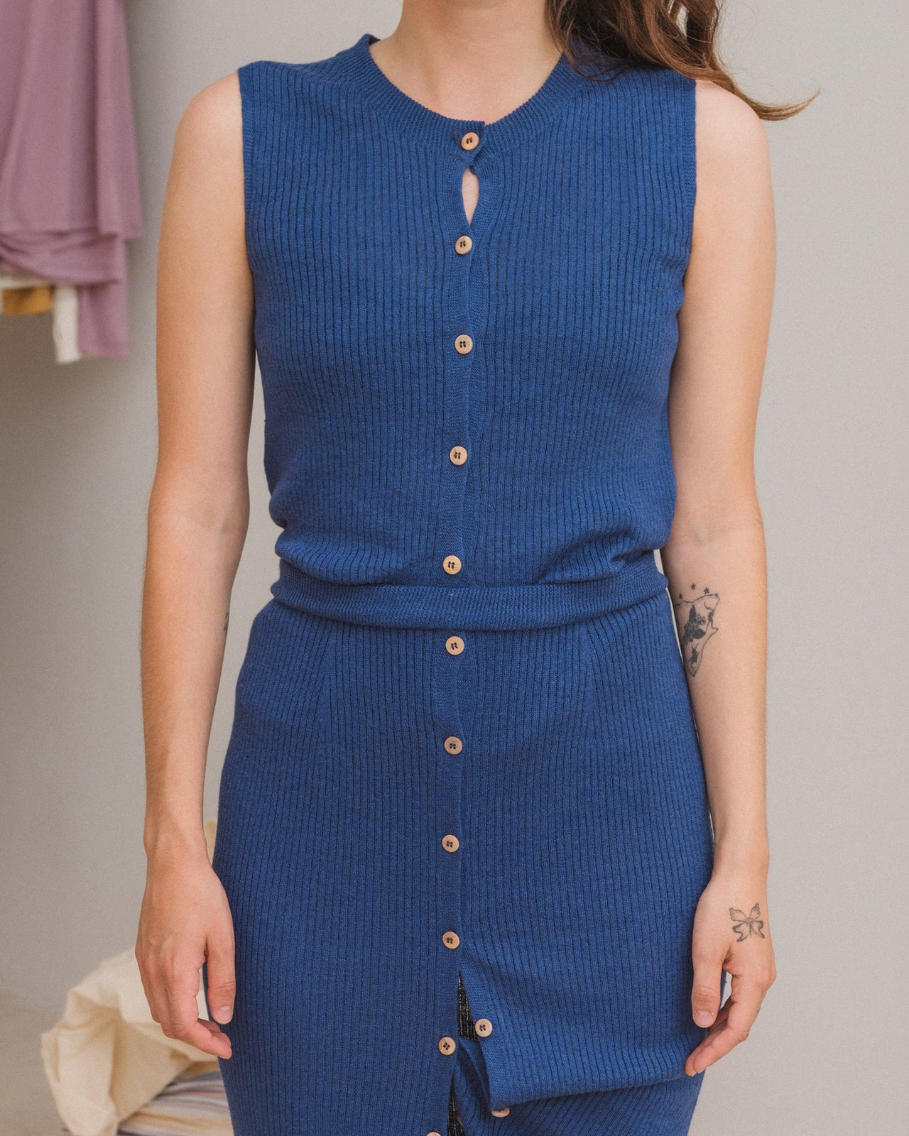 Drip Top - Linen - Mez Blue