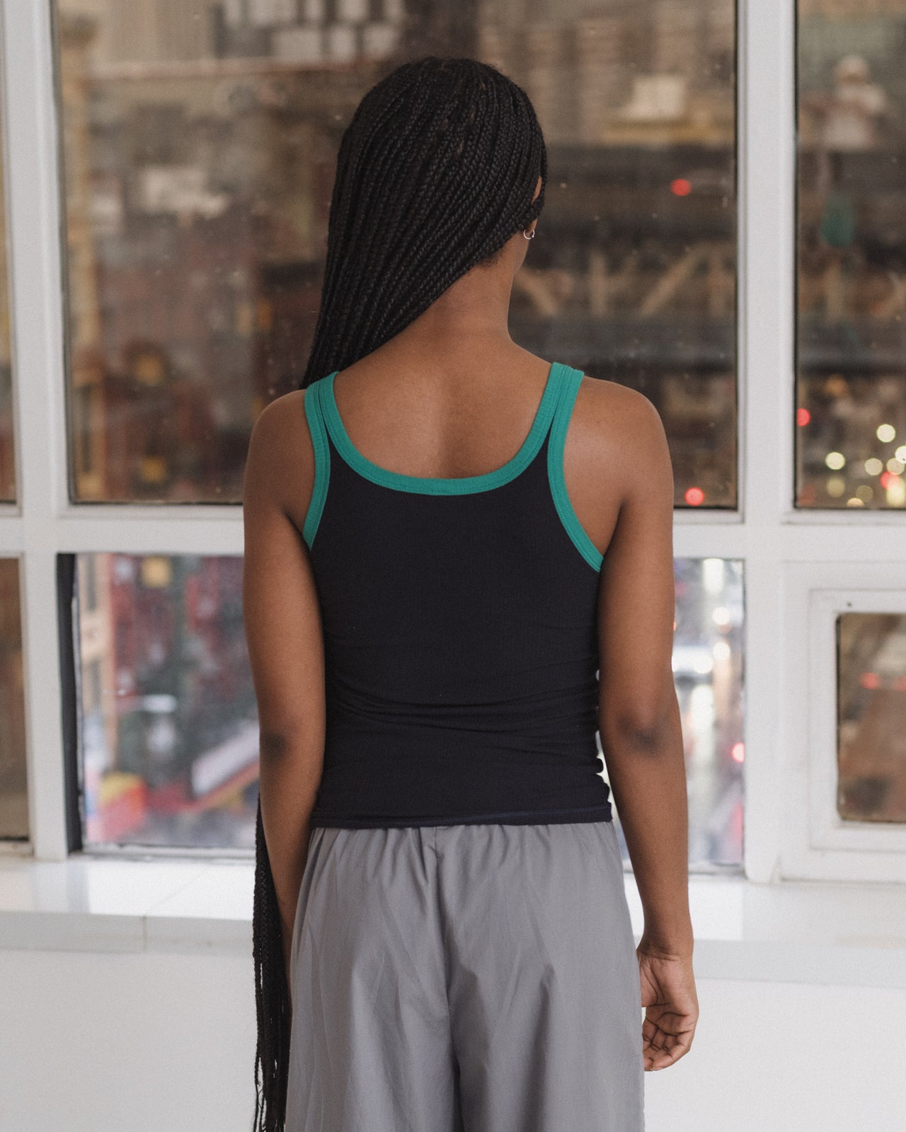 Drive Tank - Organic Cotton Rib - Murano Navy / Green