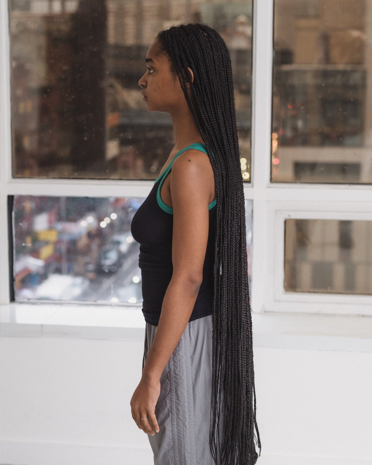 Drive Tank - Organic Cotton Rib - Murano Navy / Green