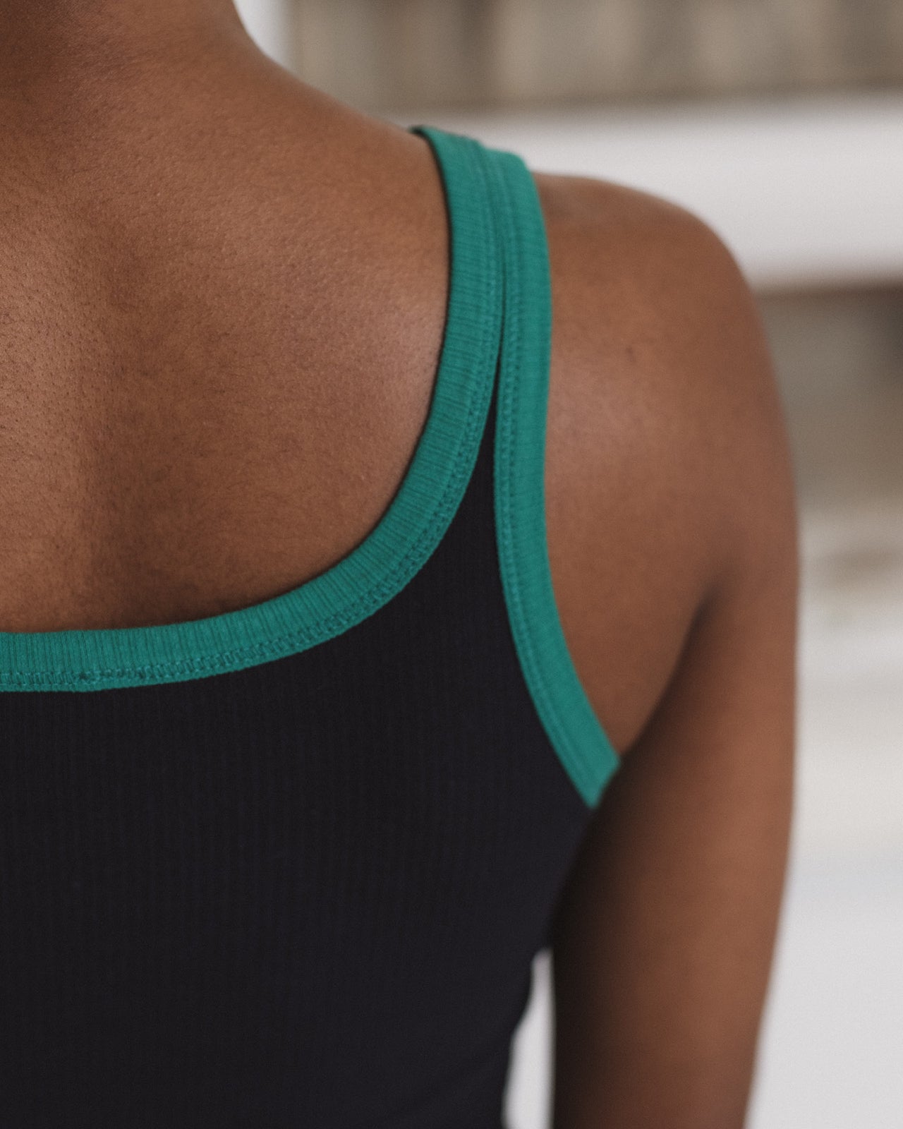 Drive Tank - Organic Cotton Rib - Murano Navy / Green