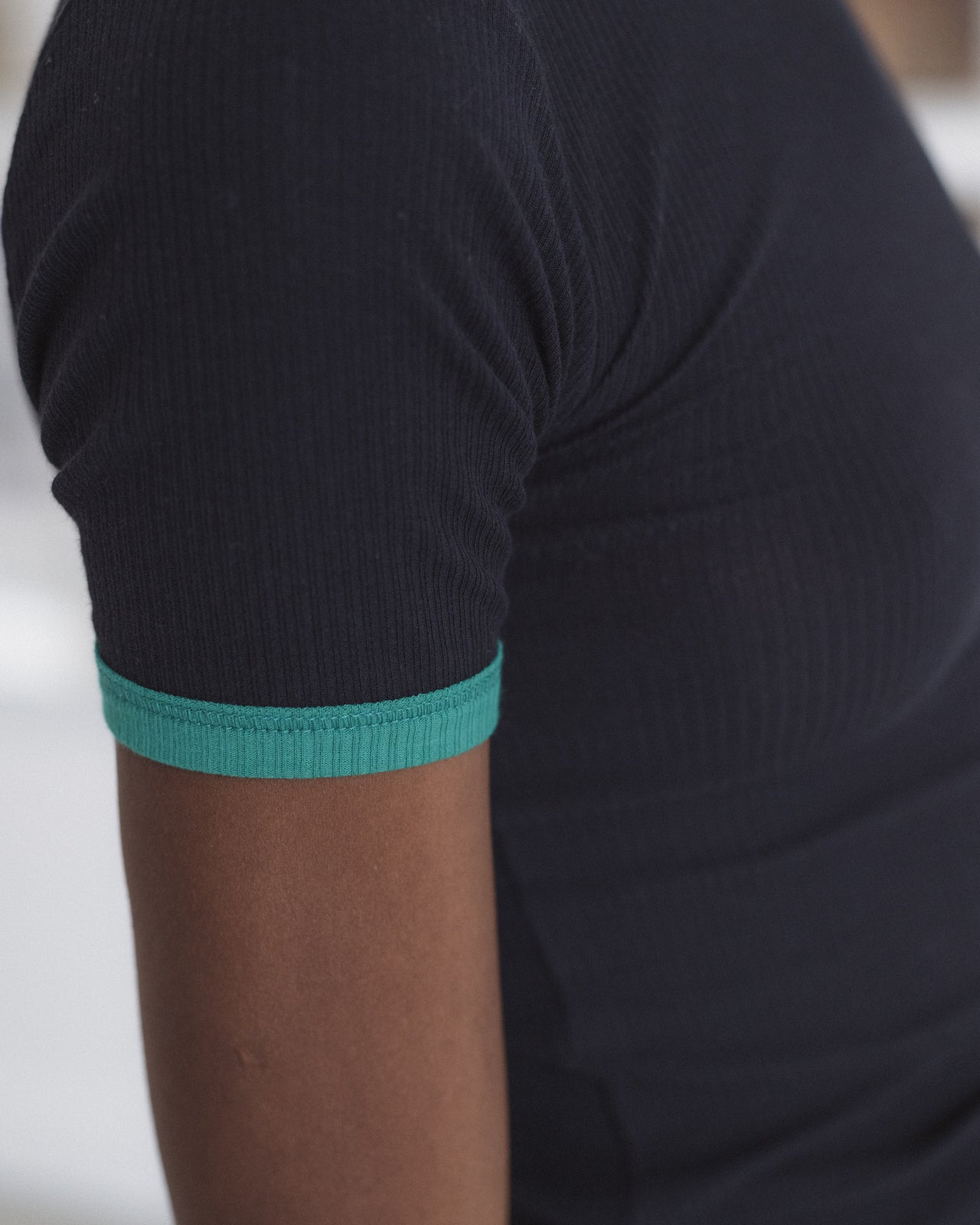 Drive Tee Shirt - Organic Cotton Rib - Murano Navy / Green