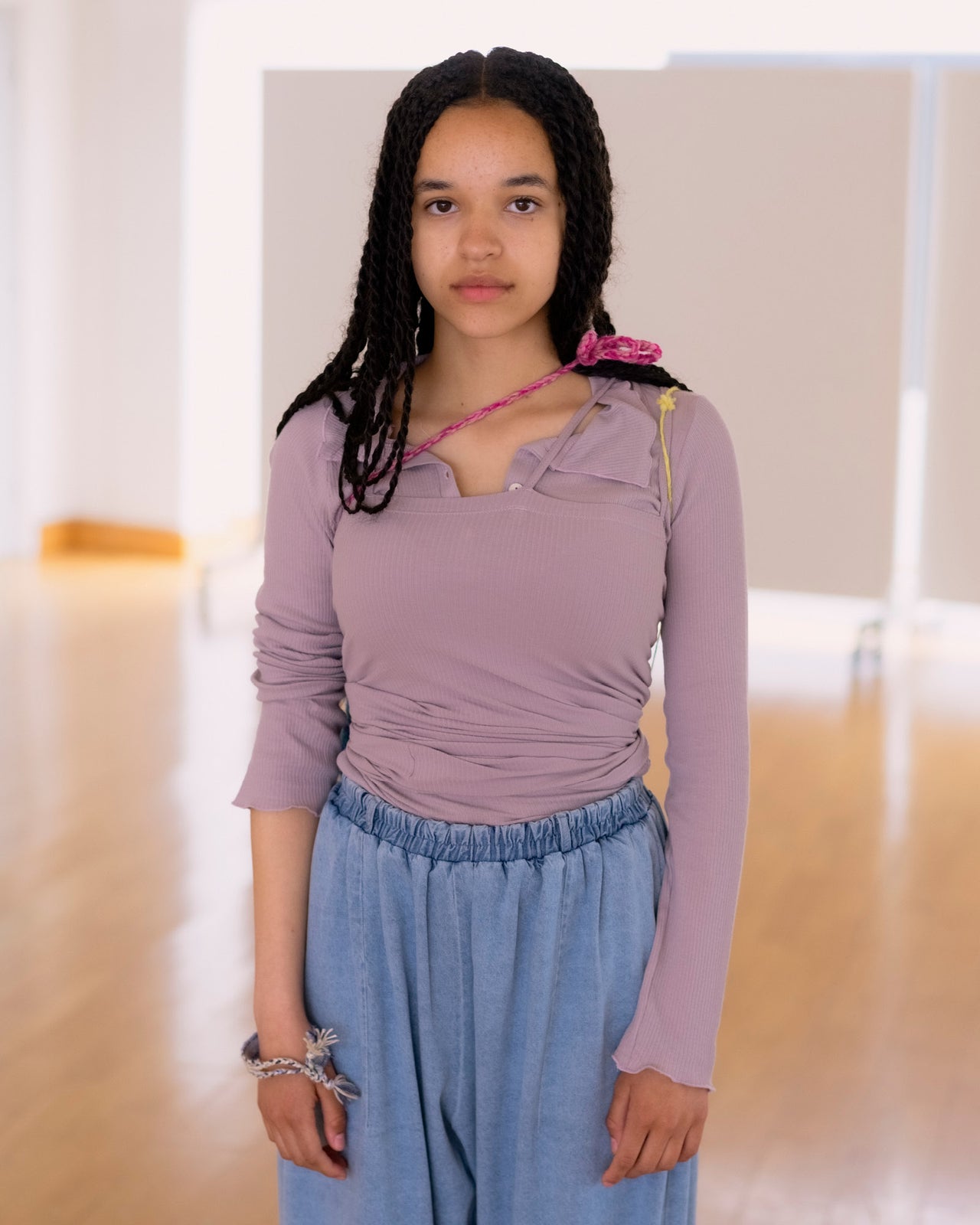 Dual Long Sleeve Tee - Fine Organic Cotton Rib - Verbe Purple