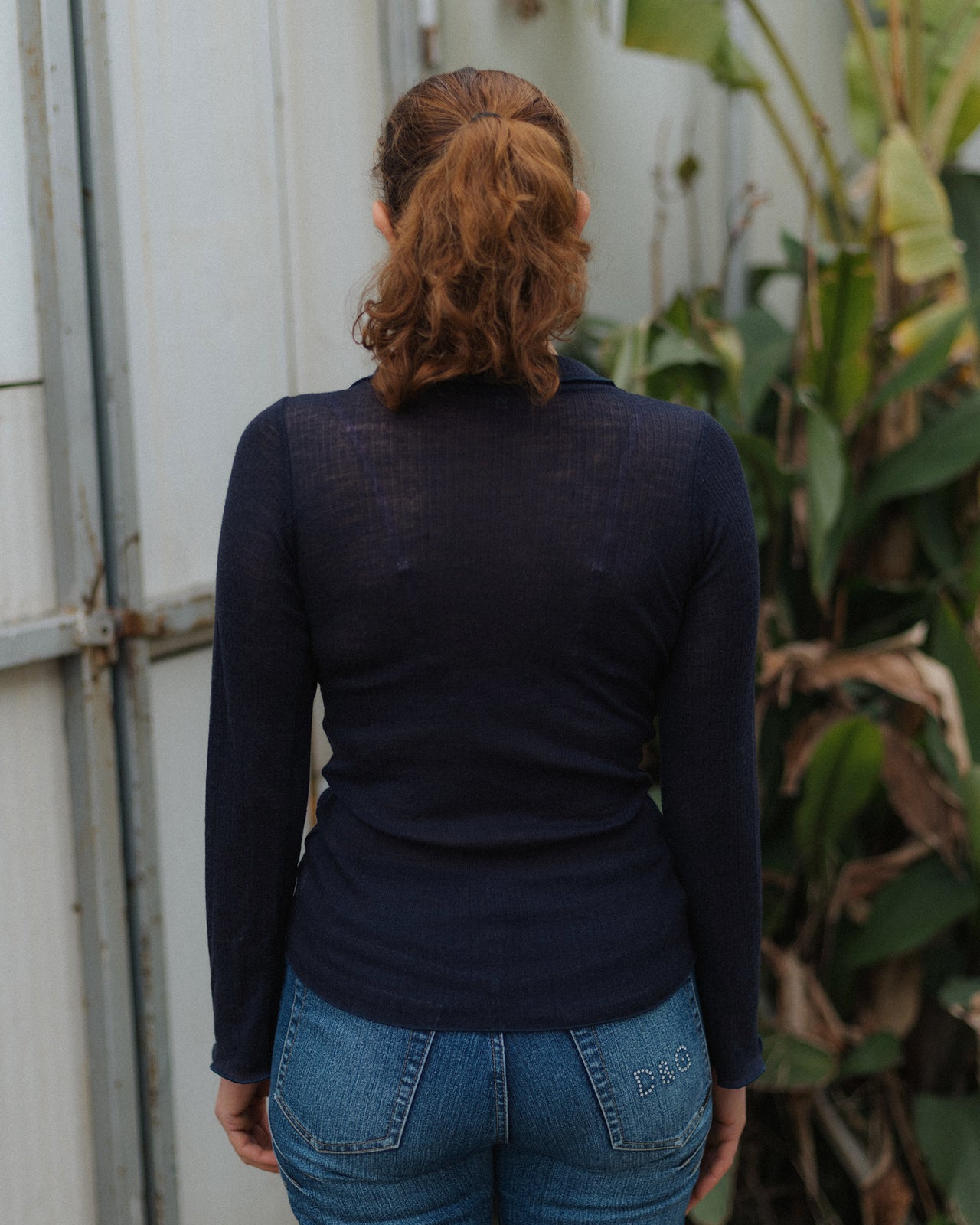 Dual Long Sleeve Tee - Fine Wool Rib - Murano Navy