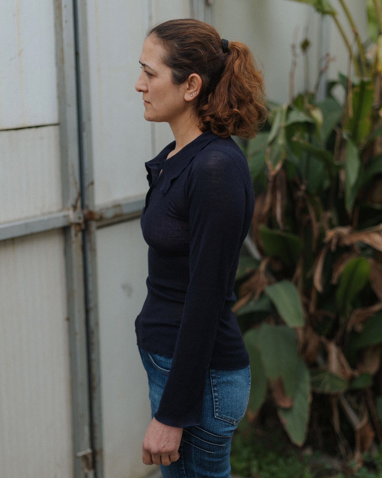 Dual Long Sleeve Tee - Fine Wool Rib - Murano Navy